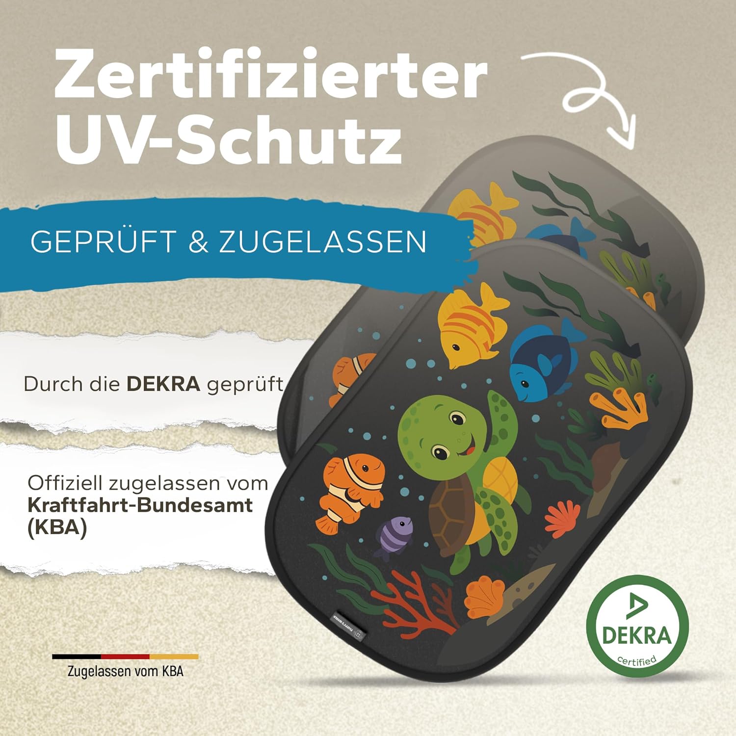Thumbnail 1 de Fluffy's World Sonnenschutz Auto Baby & Kinder – zertifizierter UPF50+ Schutz (GSM105+ Nylon), Seitenscheibenblende