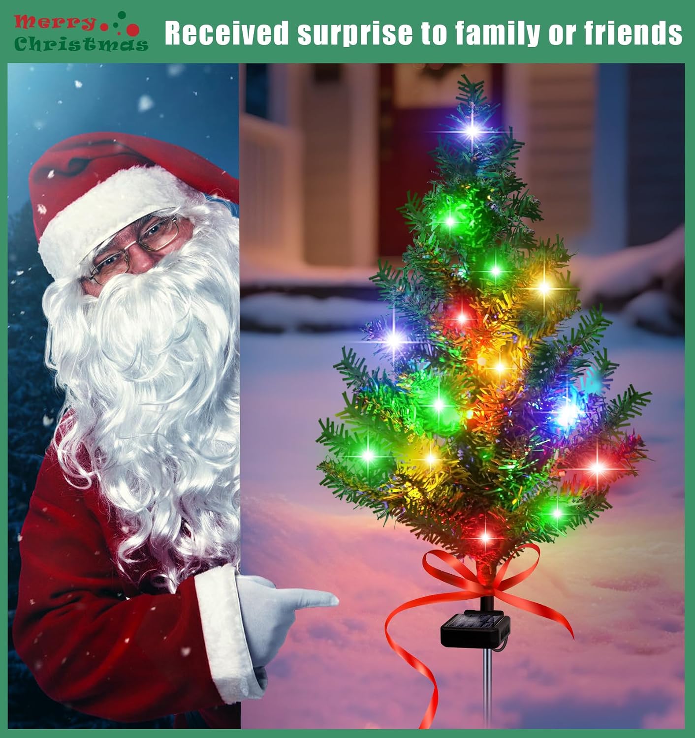 Detalle 1 de ostritec Xmas tree 4pack Solar Christmas Tree Stake Lights, 4-Pack