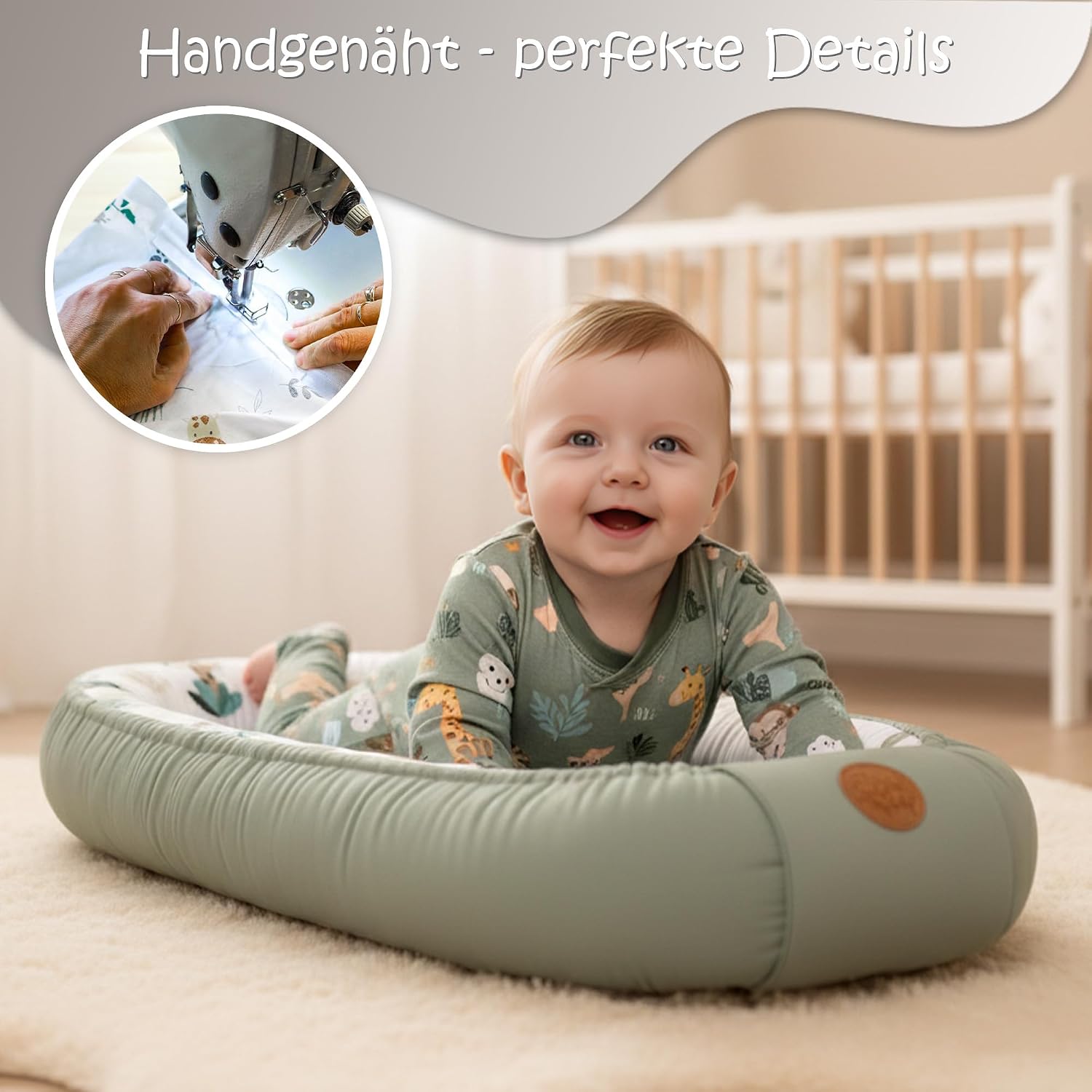 Detalle de Babynest Babynestchen Neugeborene (90 x 50 cm) – tragbares Nest für Bett & unterwegs, Galaxie