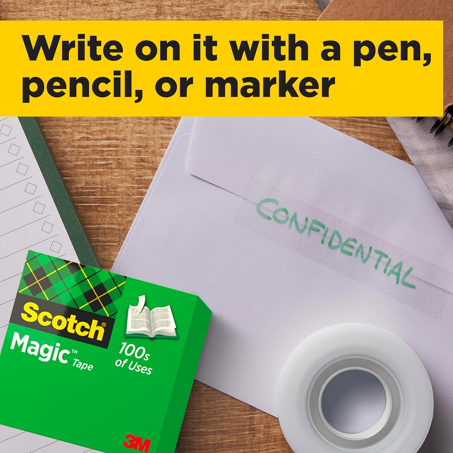 Thumbnail 4 de Scotch Desktop Tape Dispenser C38 (Black) with Scotch MagicTape, 19 mm x 33 m, 3 Rolls