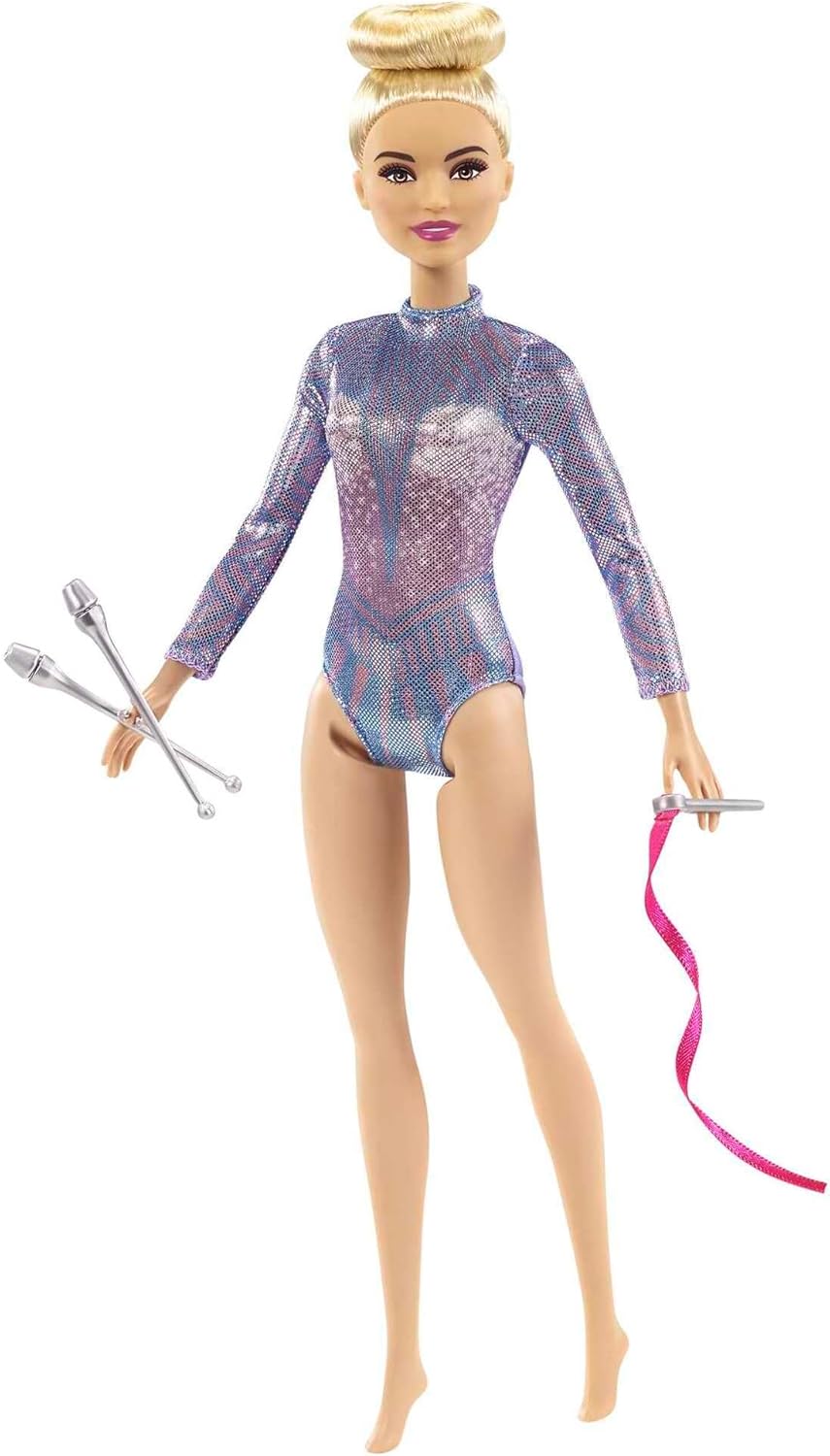 Detalle de Barbie Quiero ser Gimnasta Rítmica 🏆 Muñeca Rubia y Accesorios