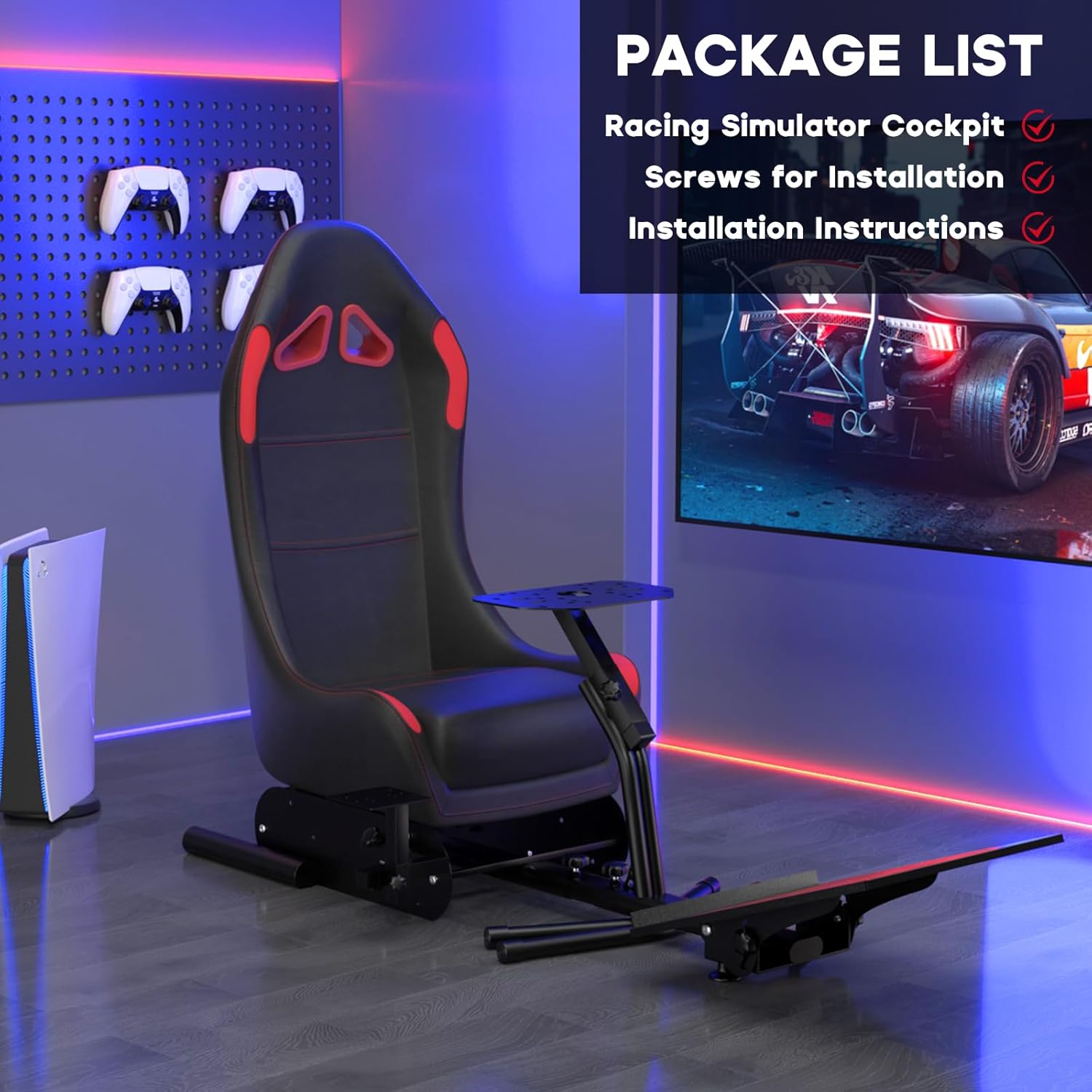 Detalle de DIWANGUS Racing Simulator Cockpit with Seat: Universal Wheel Stand for G29/G920/G923 and More