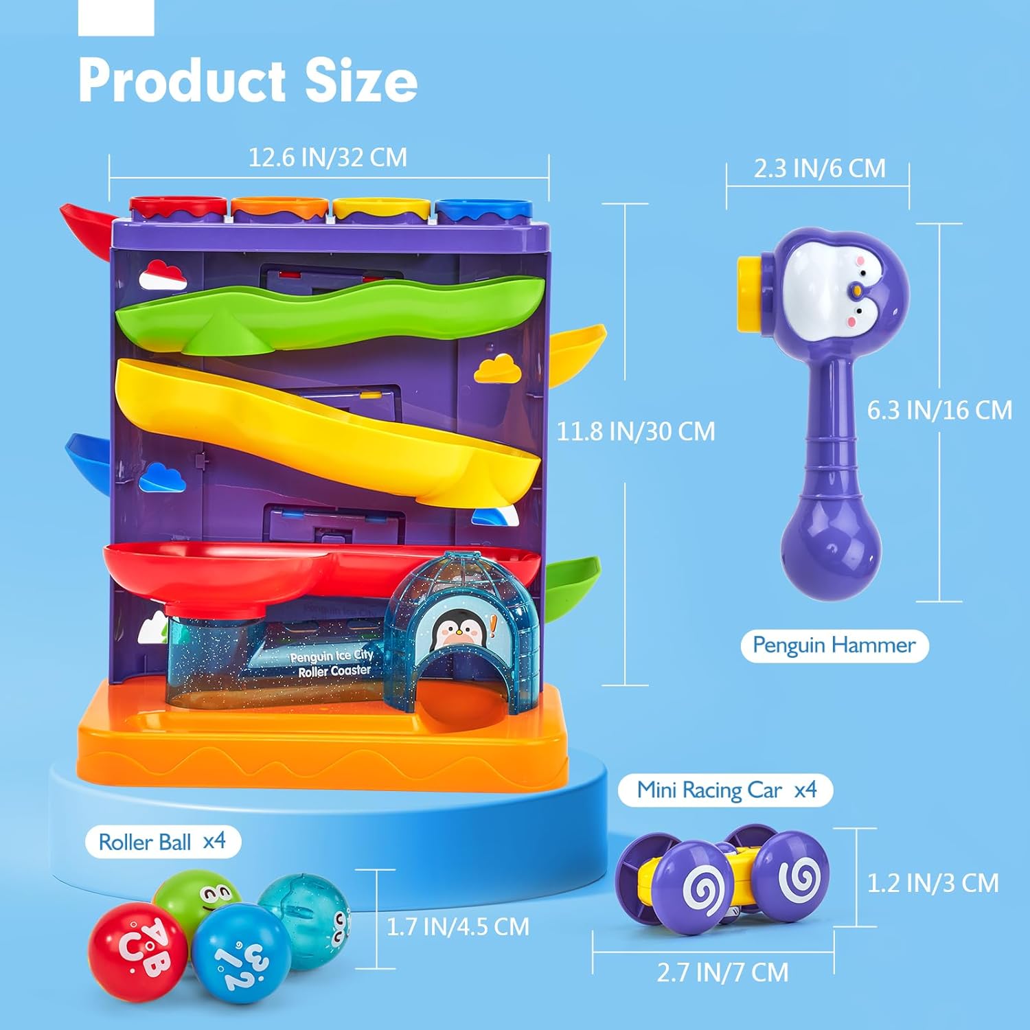 Thumbnail 6 de hahaland Giochi Bambini 1 Anno (Maschio) – Set 2 in 1 Palla Giocattolo con Rampa per Auto Pista