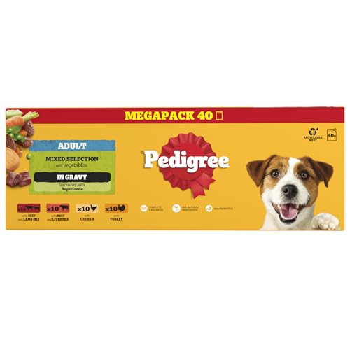 Detalle de Pedigree Adult Dog Wet Food Pouch Mixed Selection in Gravy (40 x 100g): A Practical Wet Meal for Everyday Dogs