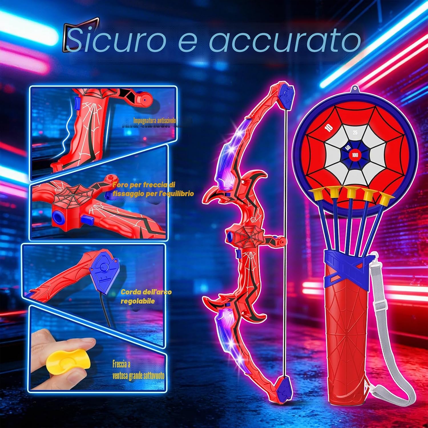 Detalle de Toyokid Archi e Frecce LED: set avventure per bambini 3–12 anni con bersaglio incluso