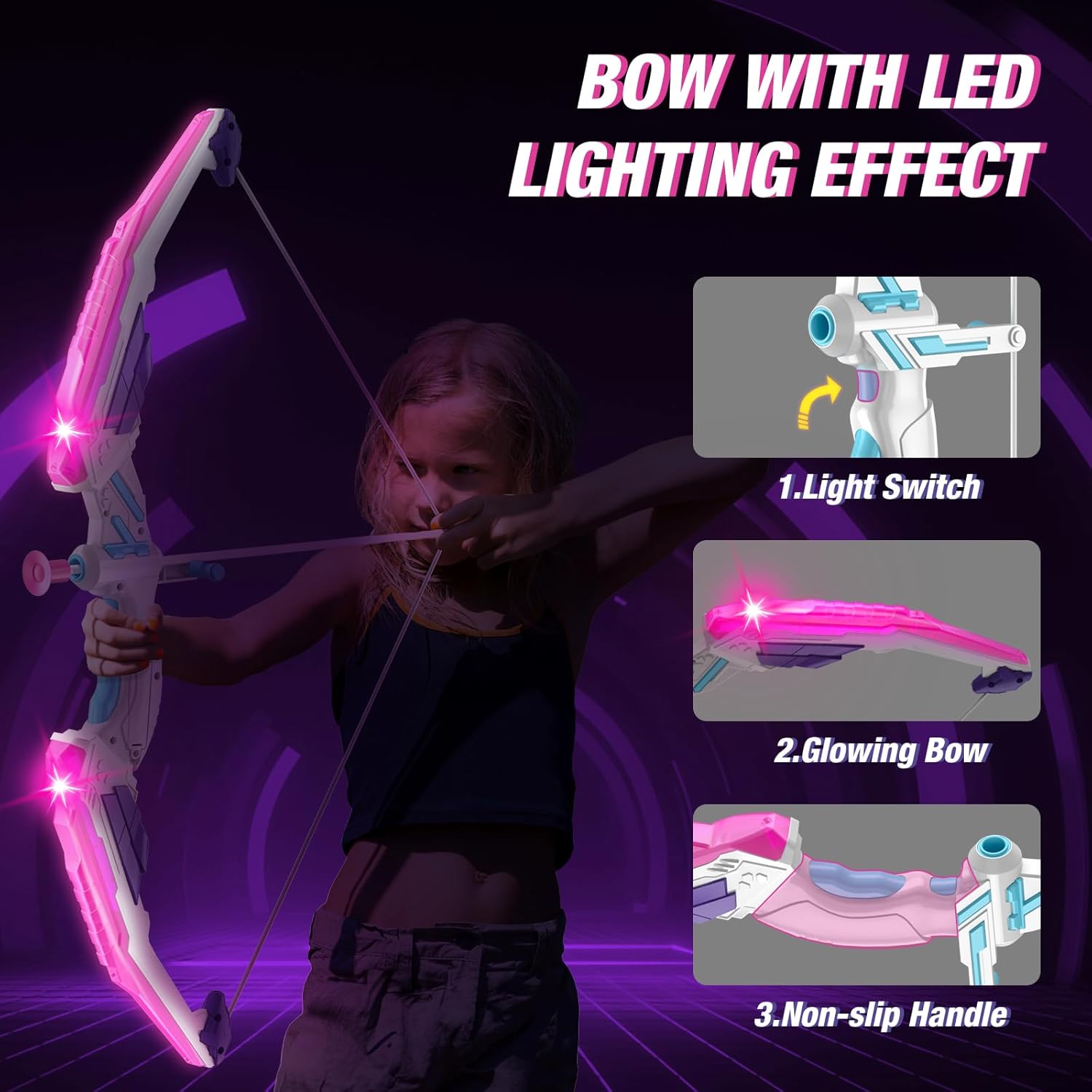 Thumbnail 1 de HYES 2 Pack Kids Bow and Arrow with LED Unicorn Archery Set