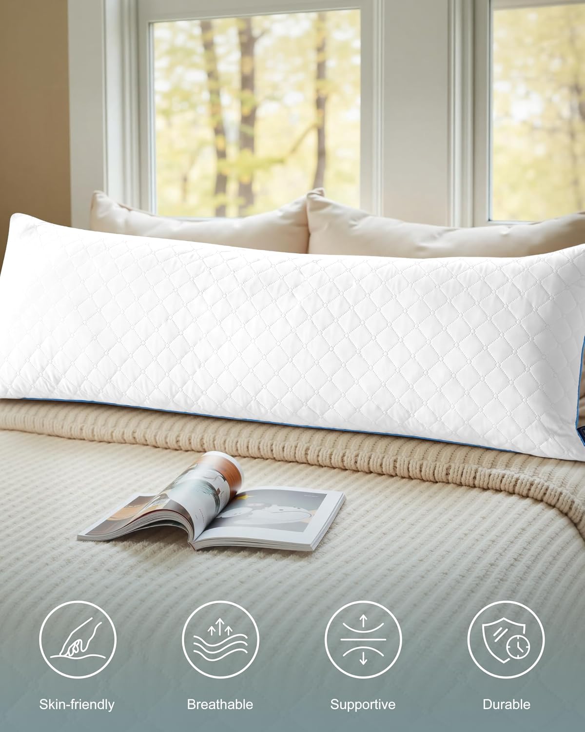 Detalle 2 de YZ HOME Long Body Pillow, 20 x 54 Inch Shredded Memory Foam