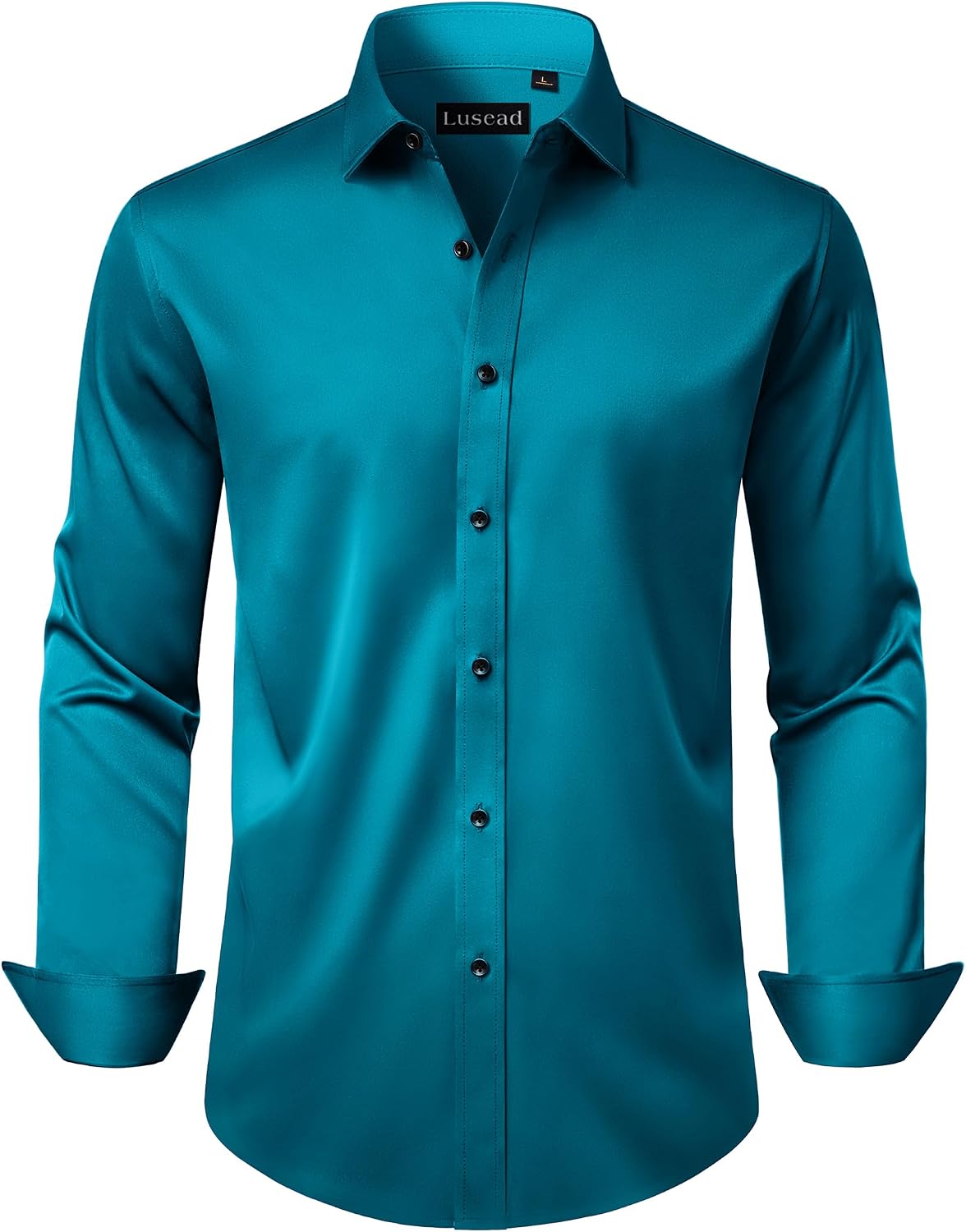 Detalle de Lusead Men's Stretch Wrinkle-Free Dress Shirt
