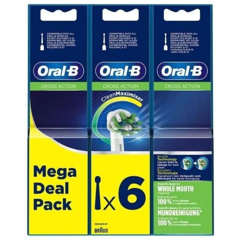 Detalle de Oral-B Pack de Recambio de Cabezal Cross Action 6 Unidades | Compatibilidad y rendimiento