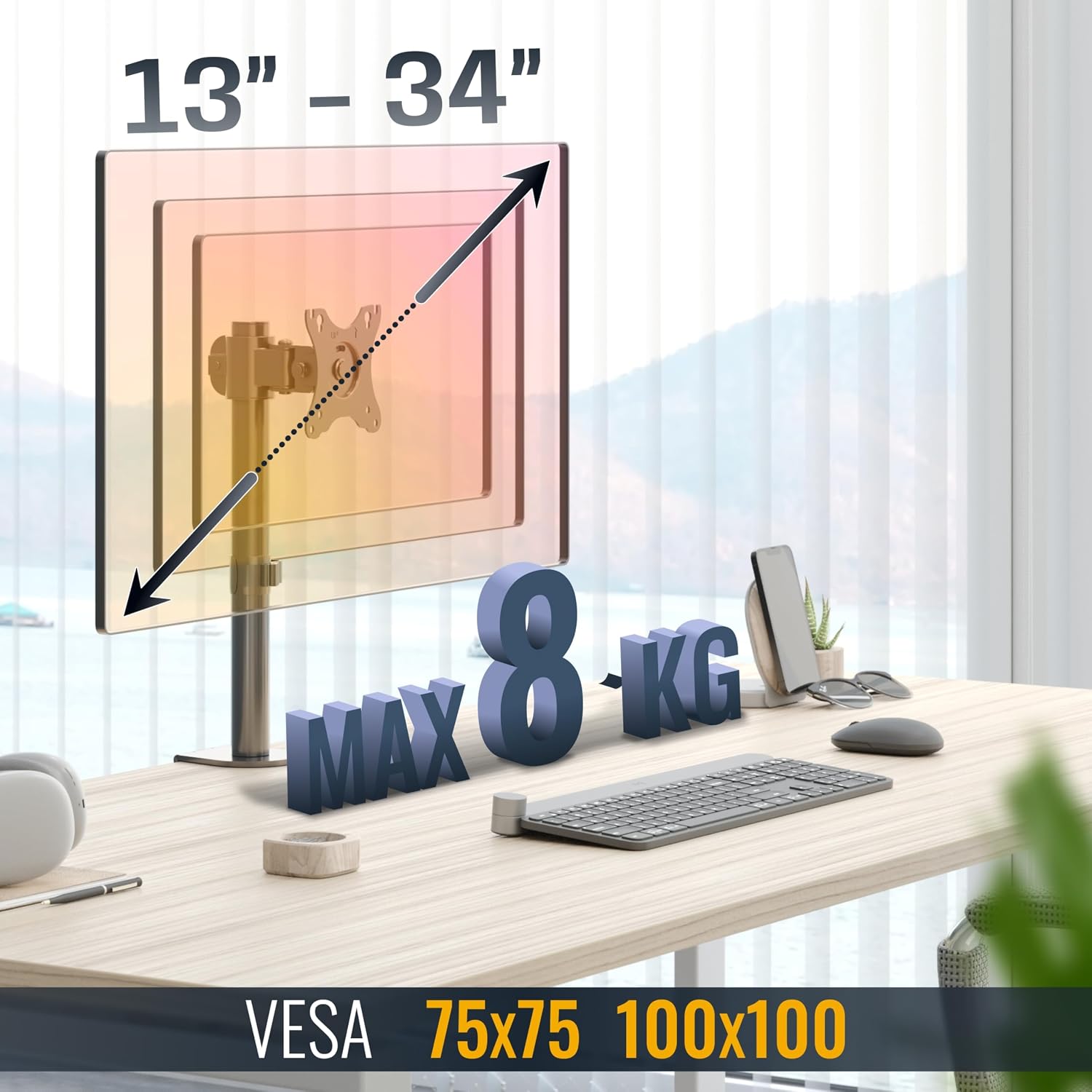 Detalle 2 de RICOO TS3411 supporto monitor scrivania 17-32