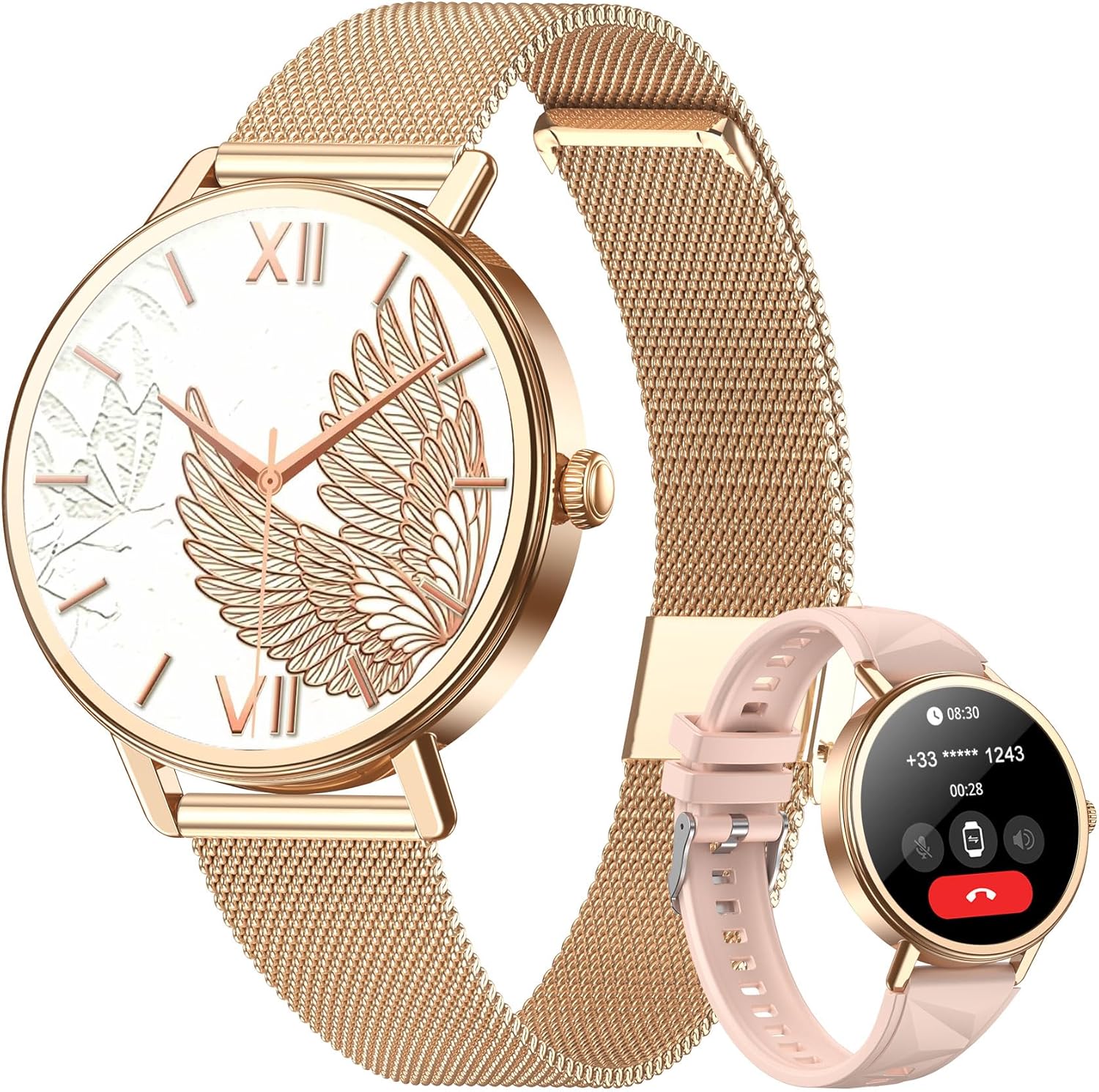 Detalle de Blackview Montre Connectée Femme – 1,26'', Appel Bluetooth, Suivi du Cycle et 100+ Modes sportifs