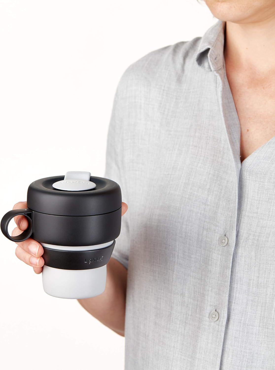 Thumbnail 2 de Lékué Taza colapsable para té y café ☕️, Gris, 1 unidad