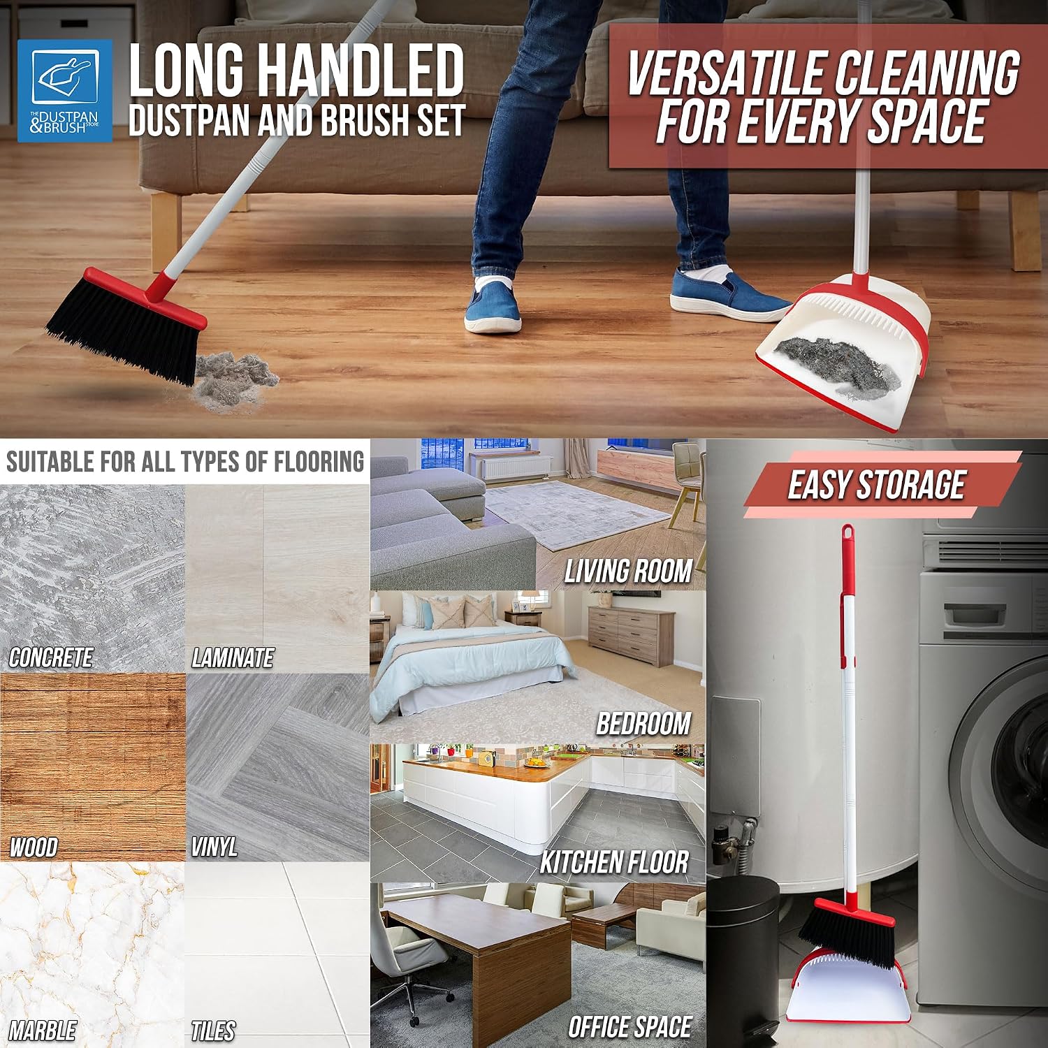 Thumbnail 6 de Long Handled Dustpan and Brush Set — Tall 1.0m 🧹