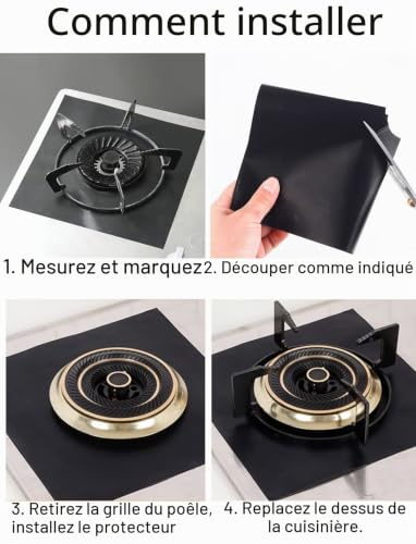 Thumbnail 3 de Protection Plaque de Cuisson à Gaz Lot de 8 Réutilisable 27 x 27 cm – Orrdiffi