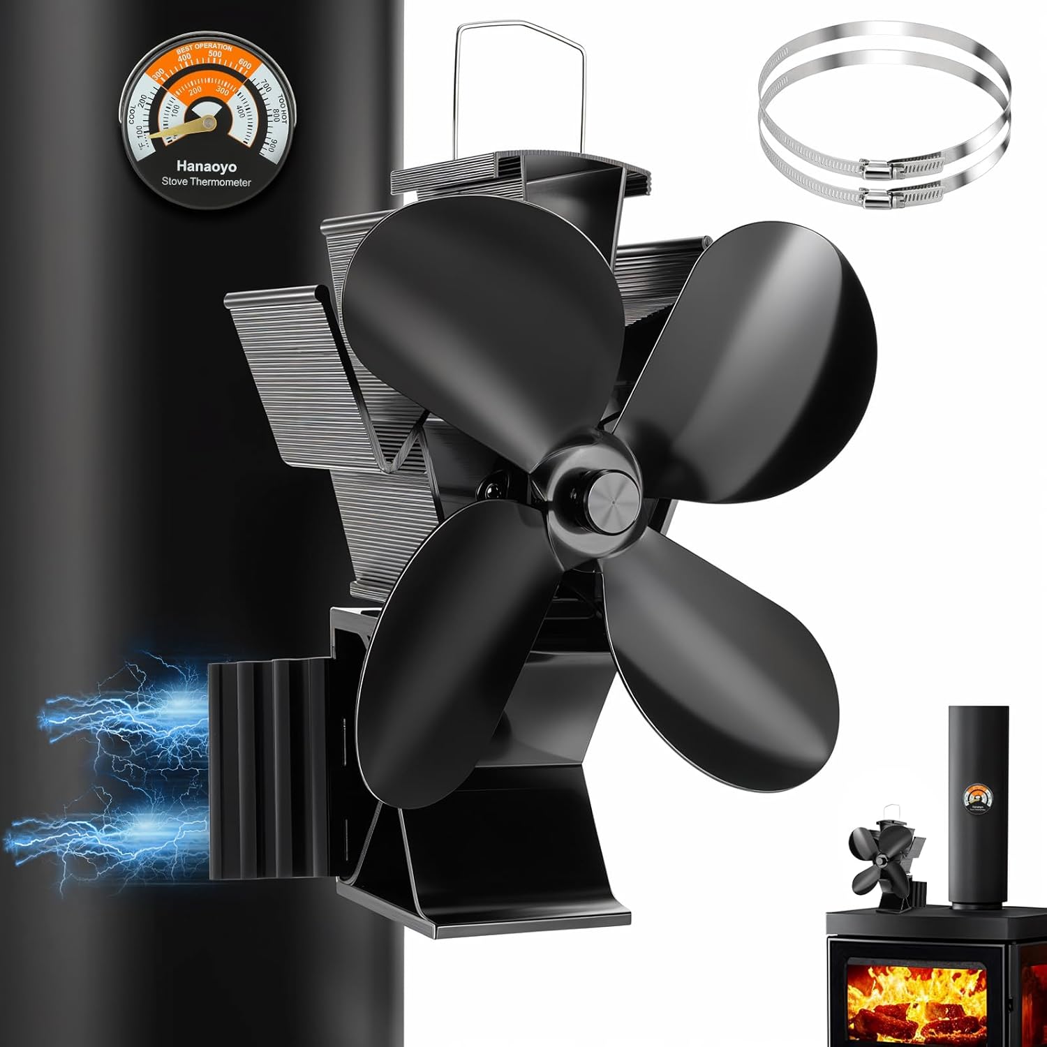 Hanaoyo 3-in-1 Kaminventilator Magnetisch
