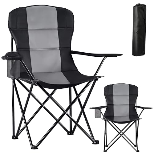 Detalle de Foumteex Campingstuhl Faltbar Overgröße – 150 kg Traglast, Getränkehalter, Klappstuhl für Outdoor und Angel