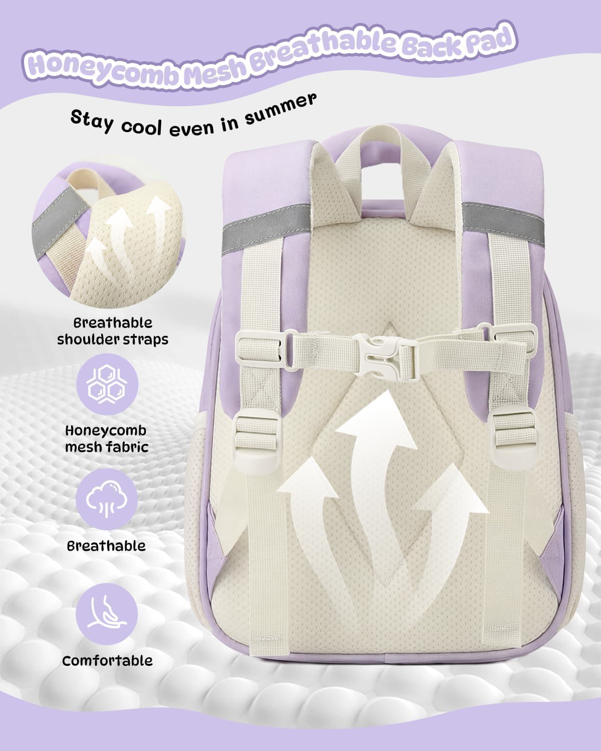 Detalle de PROTAURI Zainetto Asilo Bambina Rosa con Fascia Pettorale Riflettente – 9.6L, 25×15×31 cm, Impermeabile e Leggero