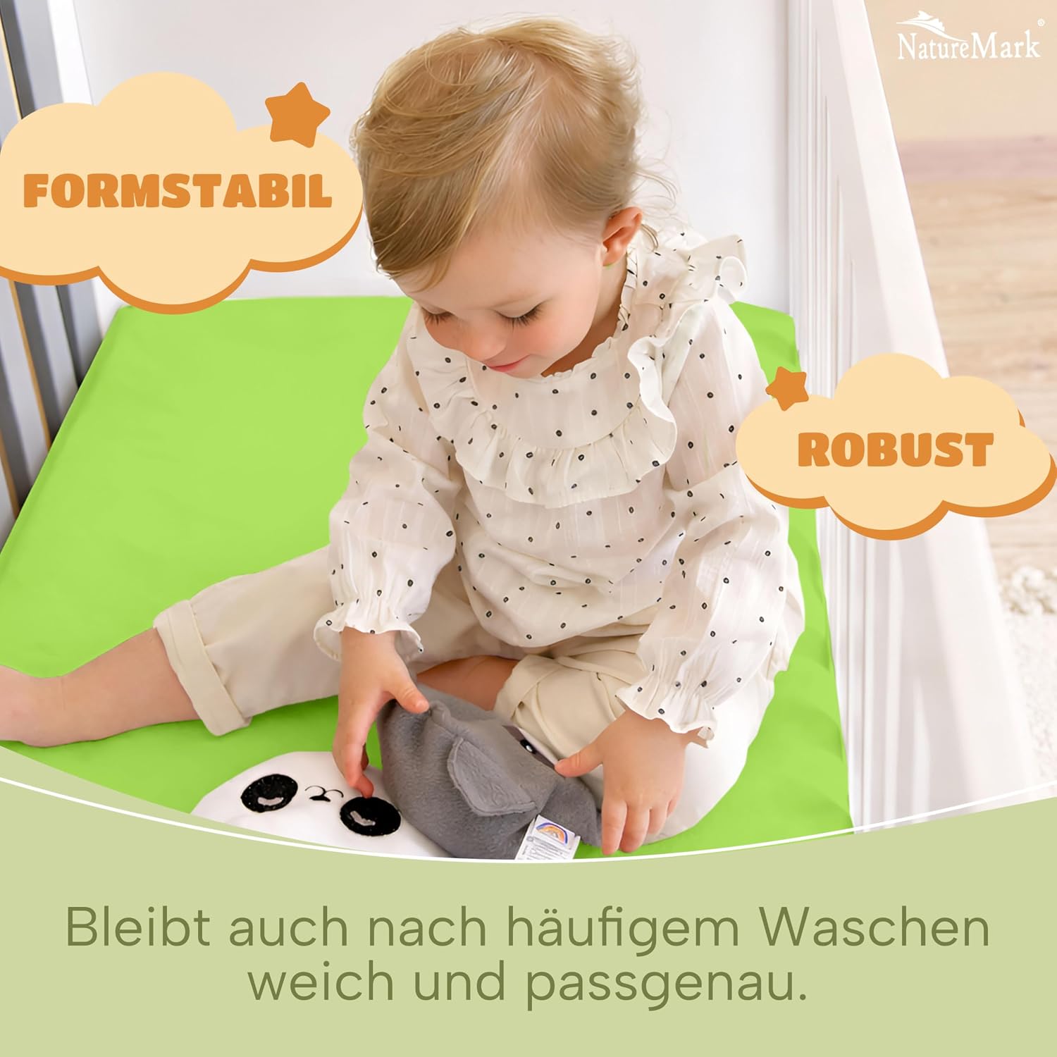 Thumbnail 6 de NatureMark Spannbettlaken 70x140 cm – Weiches Jersey aus 100% Baumwolle, 2er Set, Apfel Grün