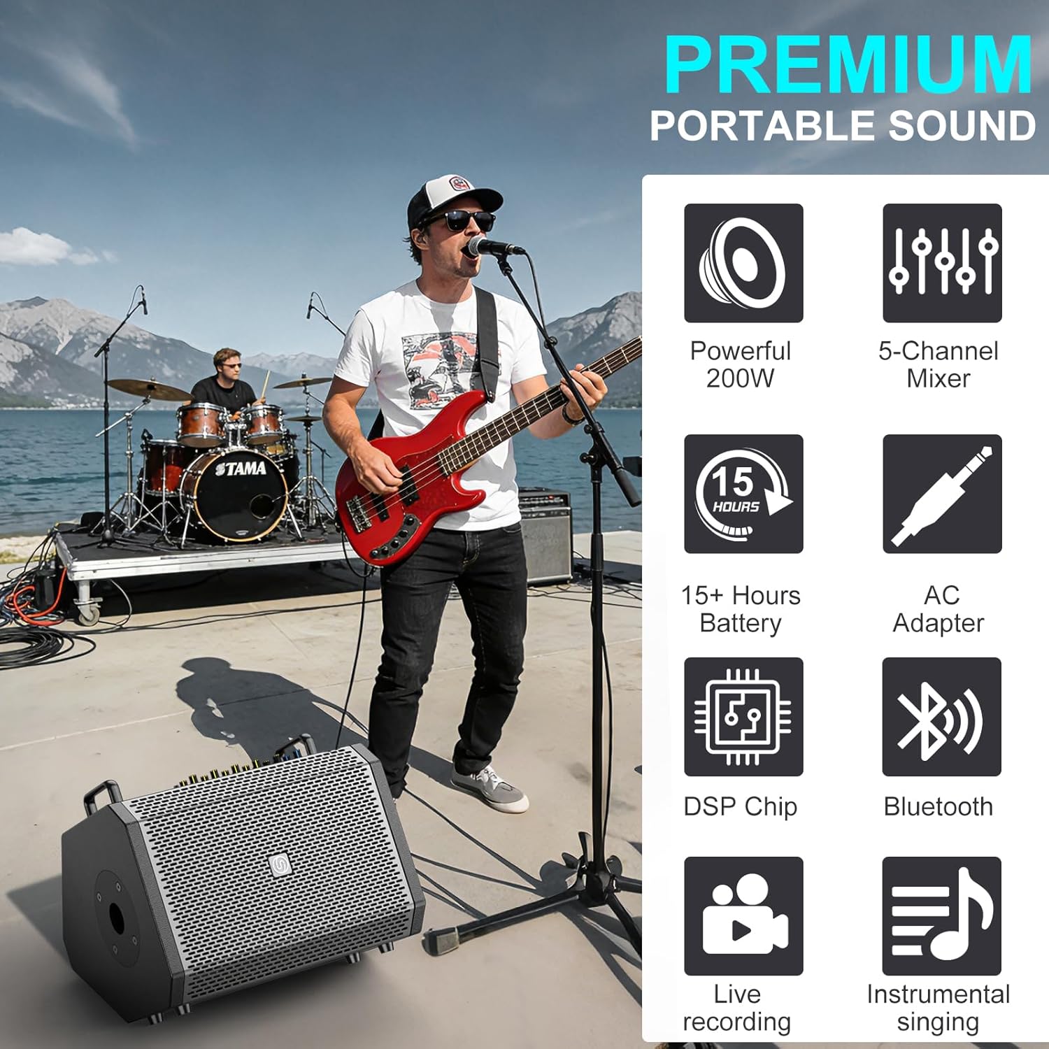 Thumbnail 3 de M6 200W All-in-One Karaoke & PA System with 5-Channel Mixer and 2 Wireless Mics