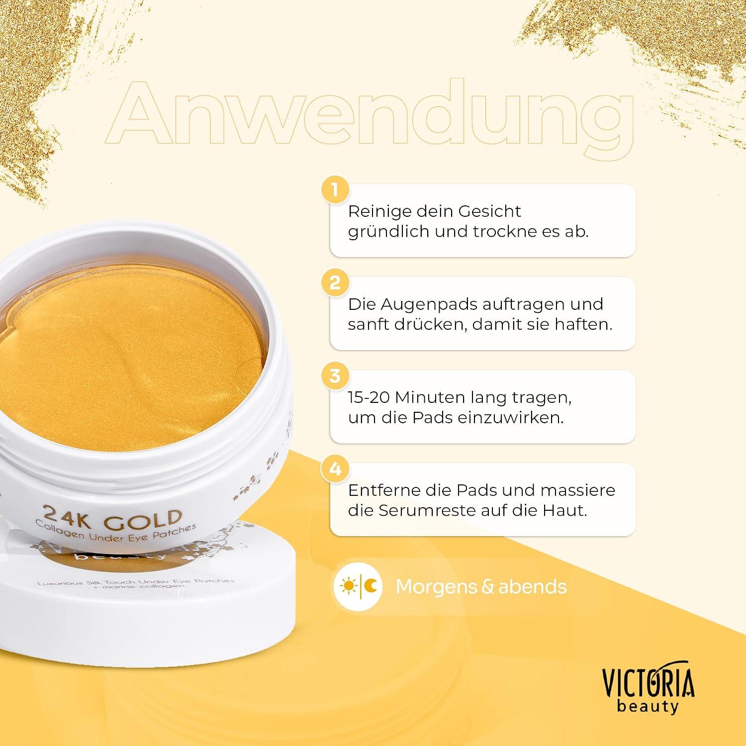 Thumbnail 6 de Victoria Beauty 60 Pads Kollagen Augenpads – 24K Gold, kühlend, anti-aging