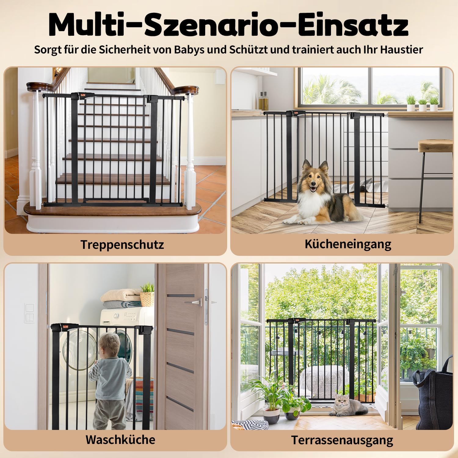 Detalle de LAOYE Treppenschutzgitter Extra Hoch 92 cm