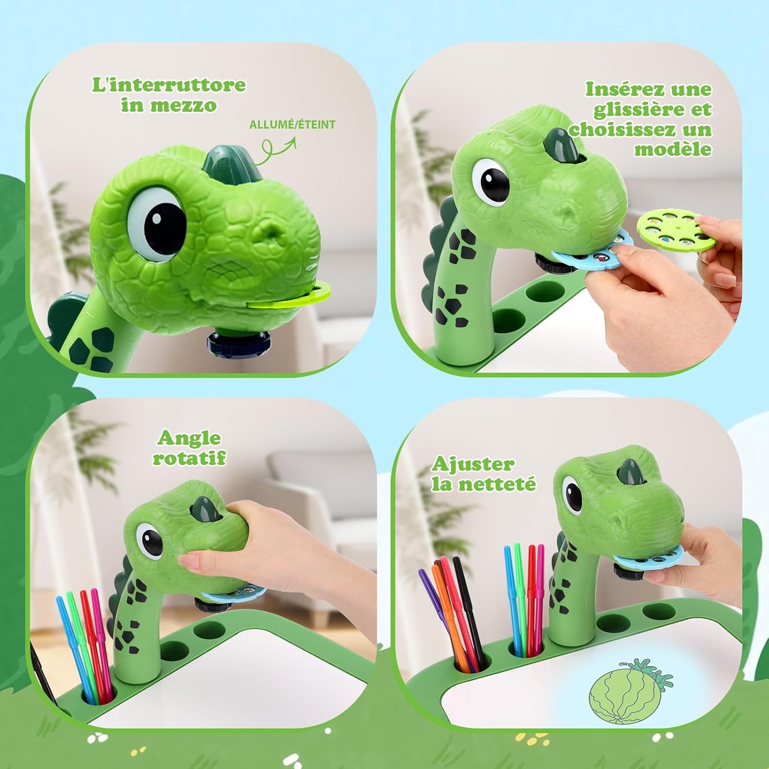 Thumbnail 2 de Dinosauro Proiettore da Disegno per Bambini – Kit creativo con 72 motivi e accessori
