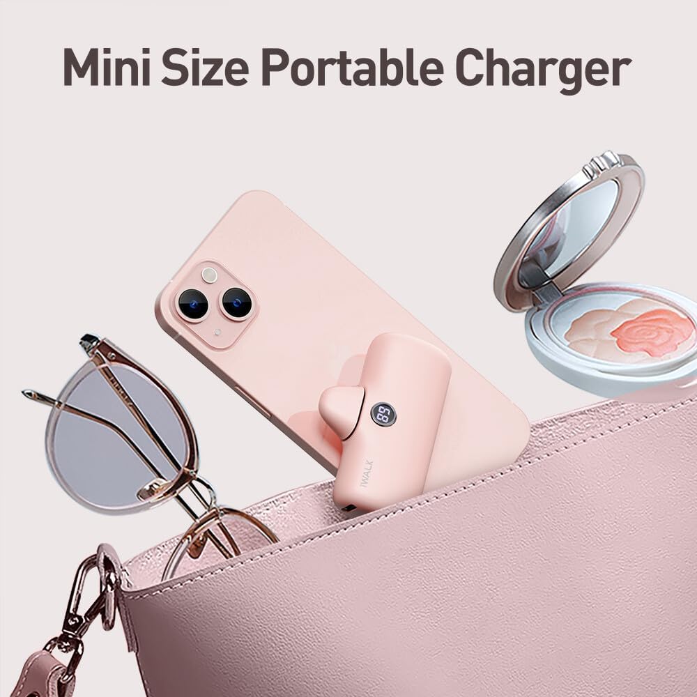 Thumbnail 5 de iWALK USB-C Portable Charger 4800mAh 20W Power Bank with LED Display (Pink)
