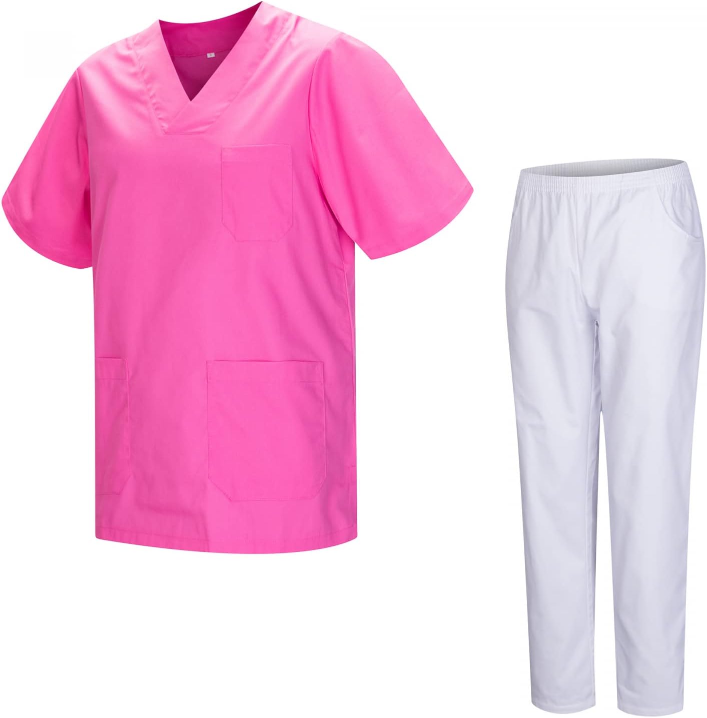 Detalle de MISEMIYA uniforme sanitario unisex con chaqueta de manga corta y pantalón blanco (talla 3XL)