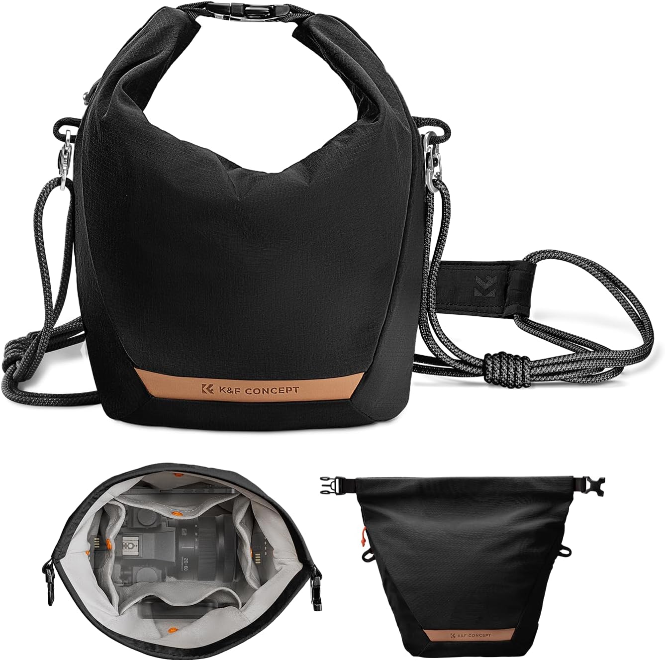 Detalle de K&F CONCEPT Borsa Fotocamera a Tracolla: stile e protezione per kit compatto