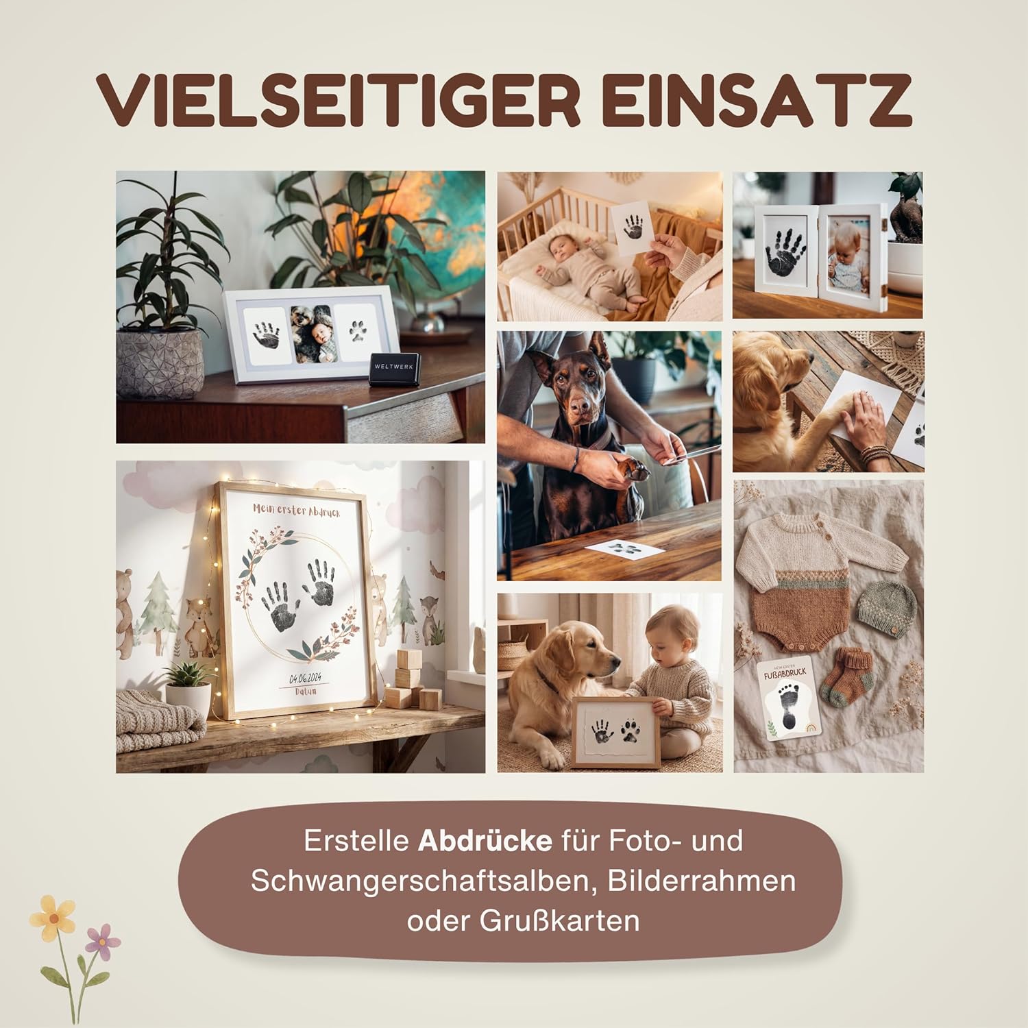 Thumbnail 3 de WELTWERK Baby Abdruckset – Clear Hand- & Fußabdrücke inkl. Vorlagen, sicher & sauber