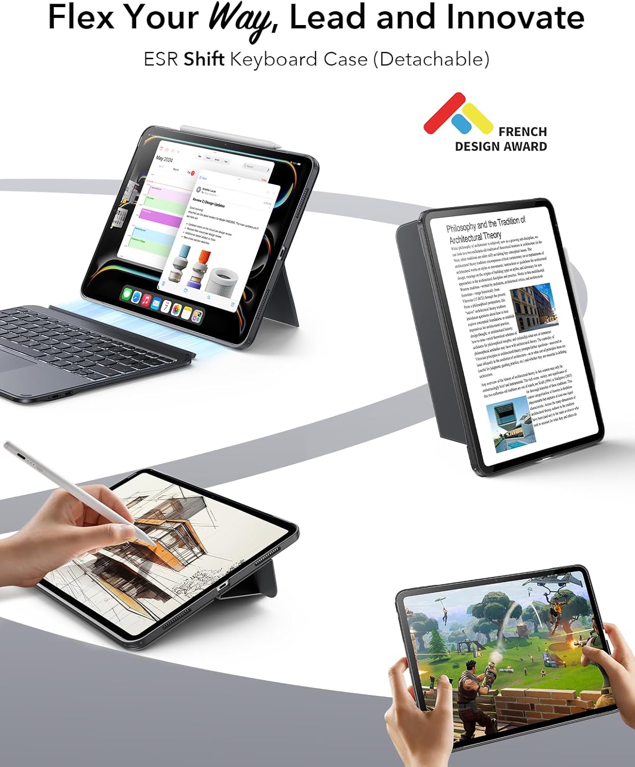 Thumbnail 2 de ESR Magnetic Detachable Keyboard Case for iPad Air 13-inch (M4/M3/M2) with large click-anywhere trackpad