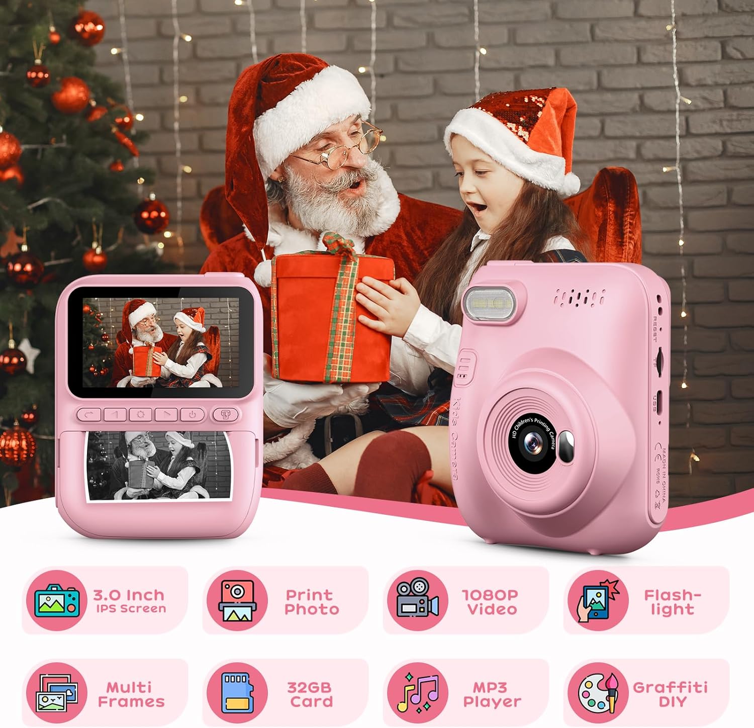 Thumbnail 1 de GREENKINDER Sofortbildkamera für Kinder (14 MP) mit 3,0-Zoll-Bildschirm, 1080P und Sofortdruck
