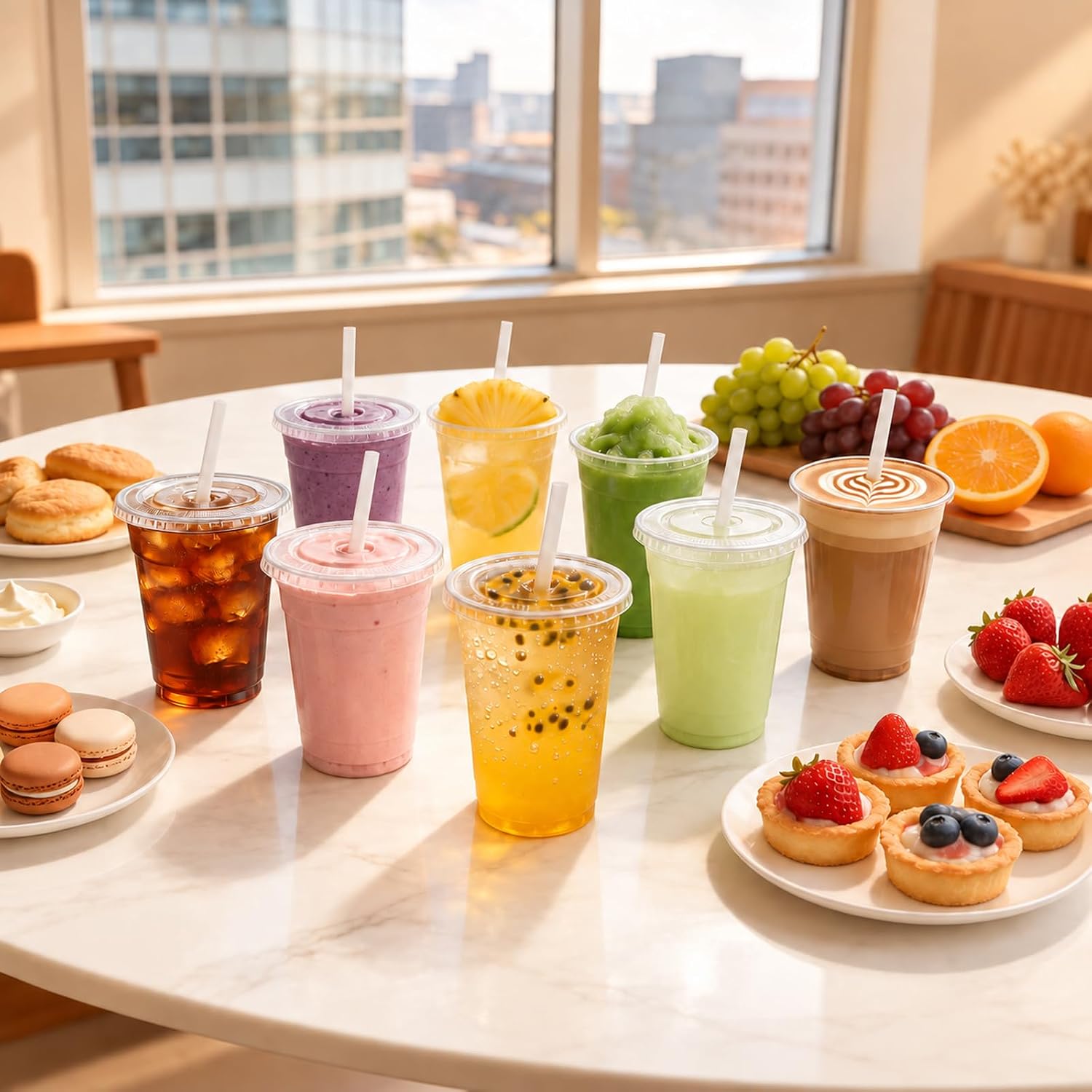 Thumbnail 6 de PODJULFA xi 20 oz Disposable Plastic Cups with Lids and Straws, 100 Pack