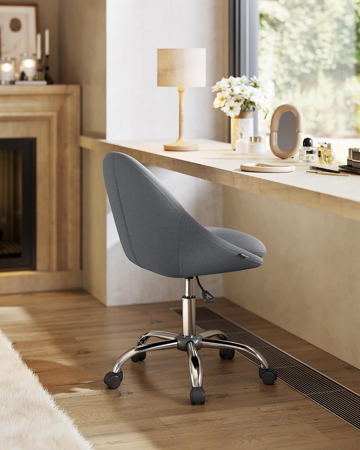 Detalle de SONGMICS Homeoffice- & Schminkstuhl OBG020G05 (höhenverstellbar, 360° drehbar, ohne Armlehnen)