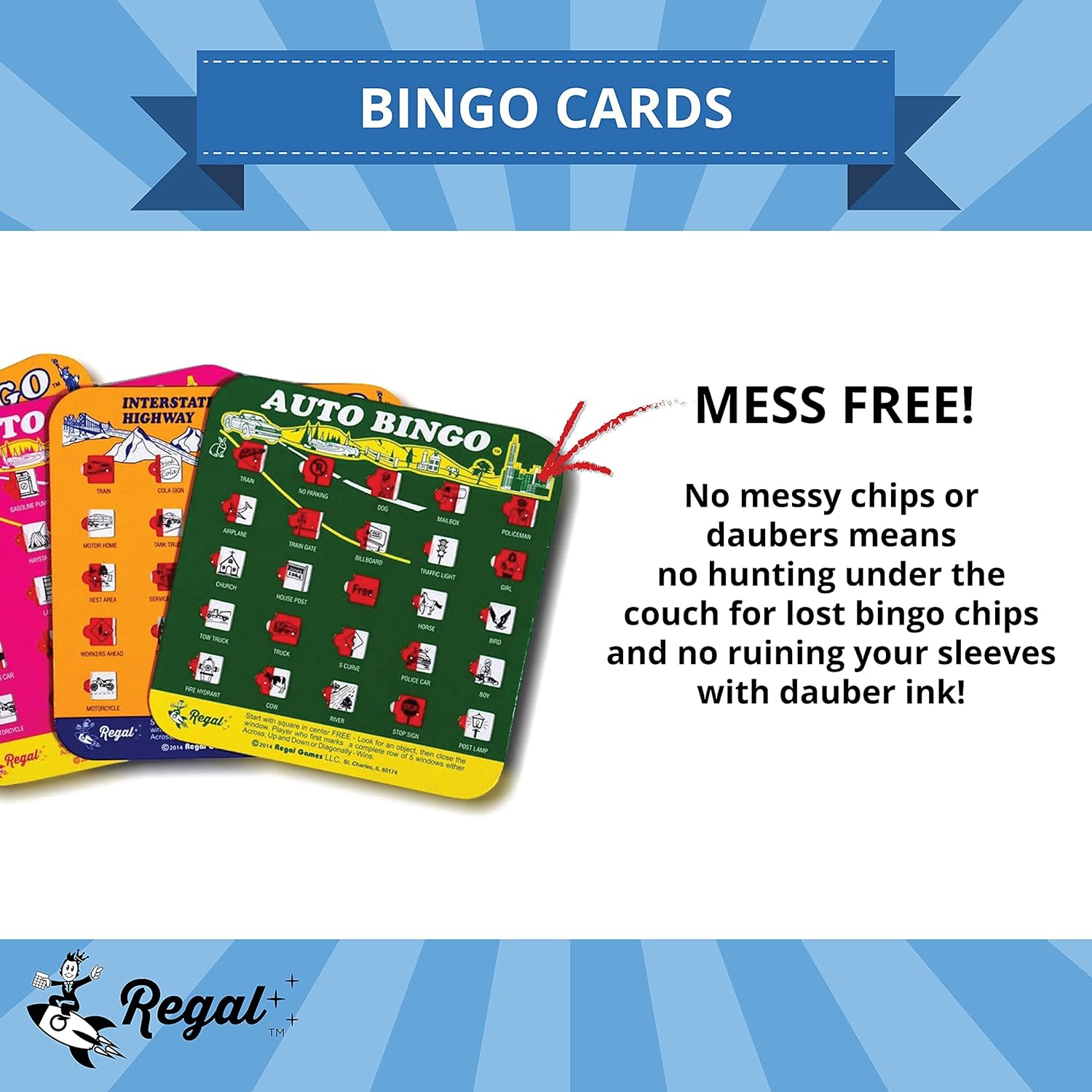 Thumbnail 3 de Regal Games Finger-Tip Shutter Bingo Cards - 4-Pack Travel Set (Interstate & Auto Bingo) with Sliding Windows