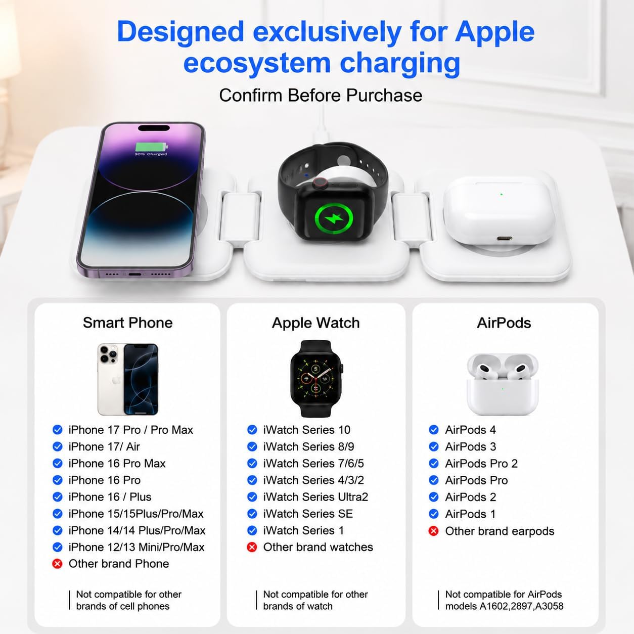 Detalle 1 de 3-in-1 Wireless Charging Station, 15W