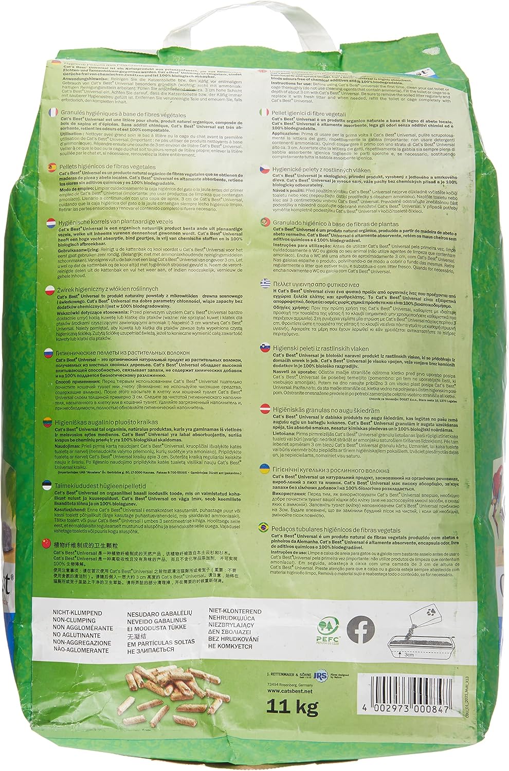 Cat's Best Universal 11 Kg – Litière naturelle, absorbante et durable