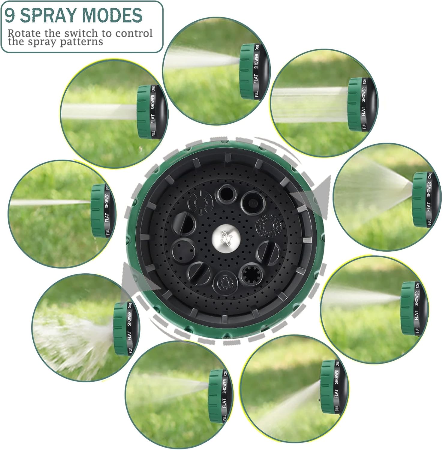 Thumbnail 2 de HmiL-U 100ft Flexible Expandable Garden Hose with 9-Function Spray Gun and Double Latex Core