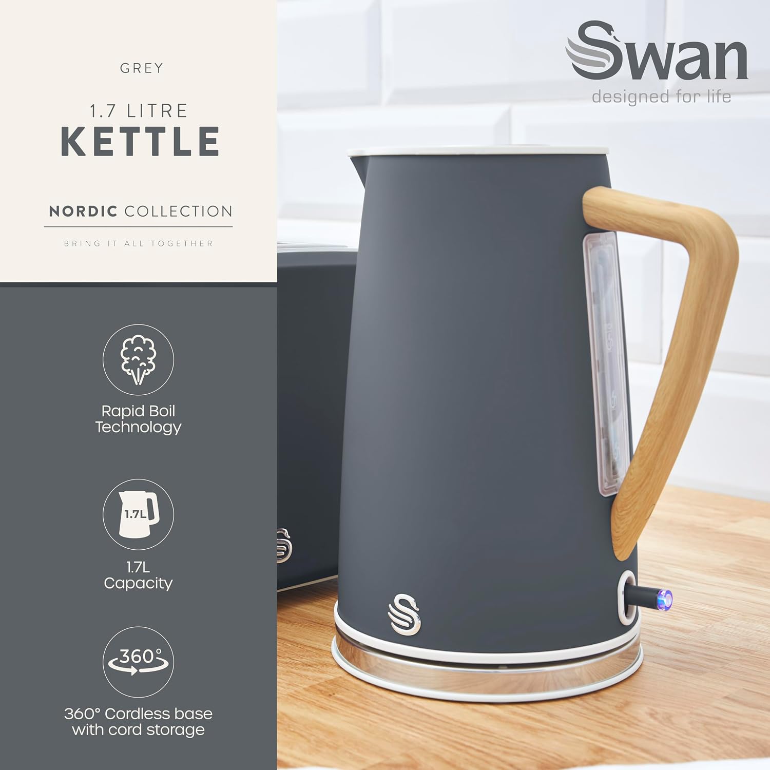 Thumbnail 1 de Swan SK14610GRYN cordless jug kettle 1.7L