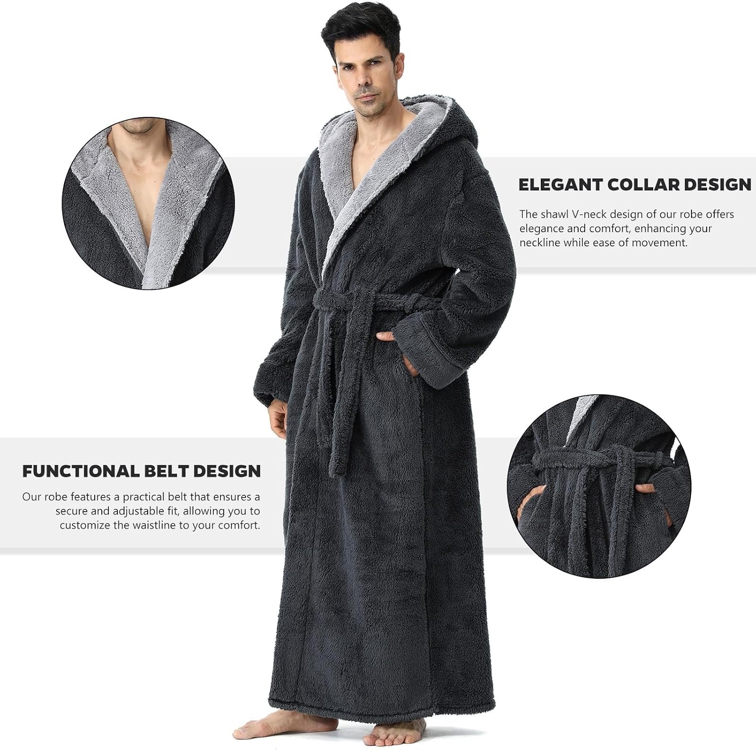 Thumbnail 5 de Hellomamma Men's Hooded Robe, Polyester Flannel