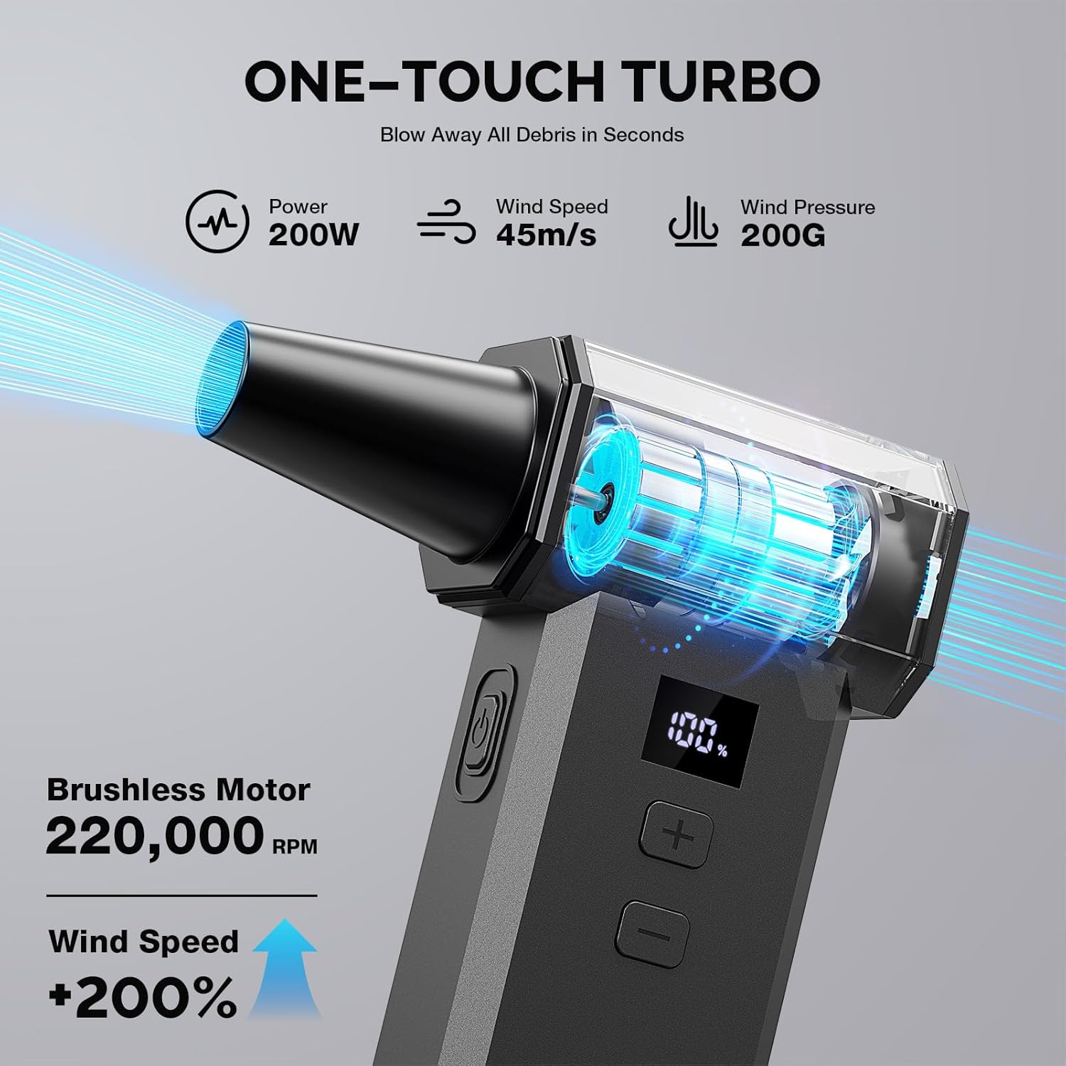 Thumbnail 3 de MECO ELEVERDE Electric Air Duster 220,000 RPM (One‑Touch Turbo) – cordless mini air blower for car, PC & electronics