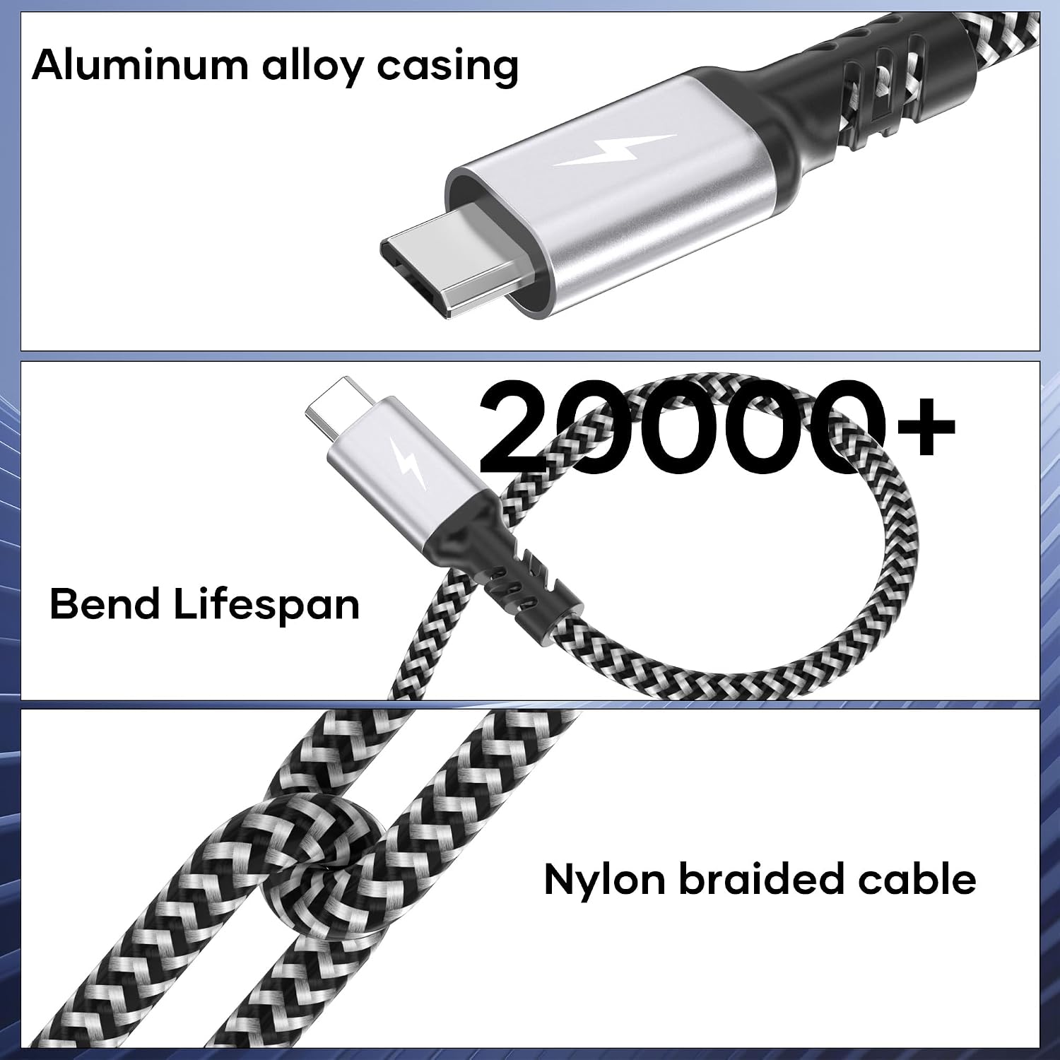 Thumbnail 6 de Micro USB Cable, 2m Nylon Braided Fast-Charging Micro USB Cable for Android Devices