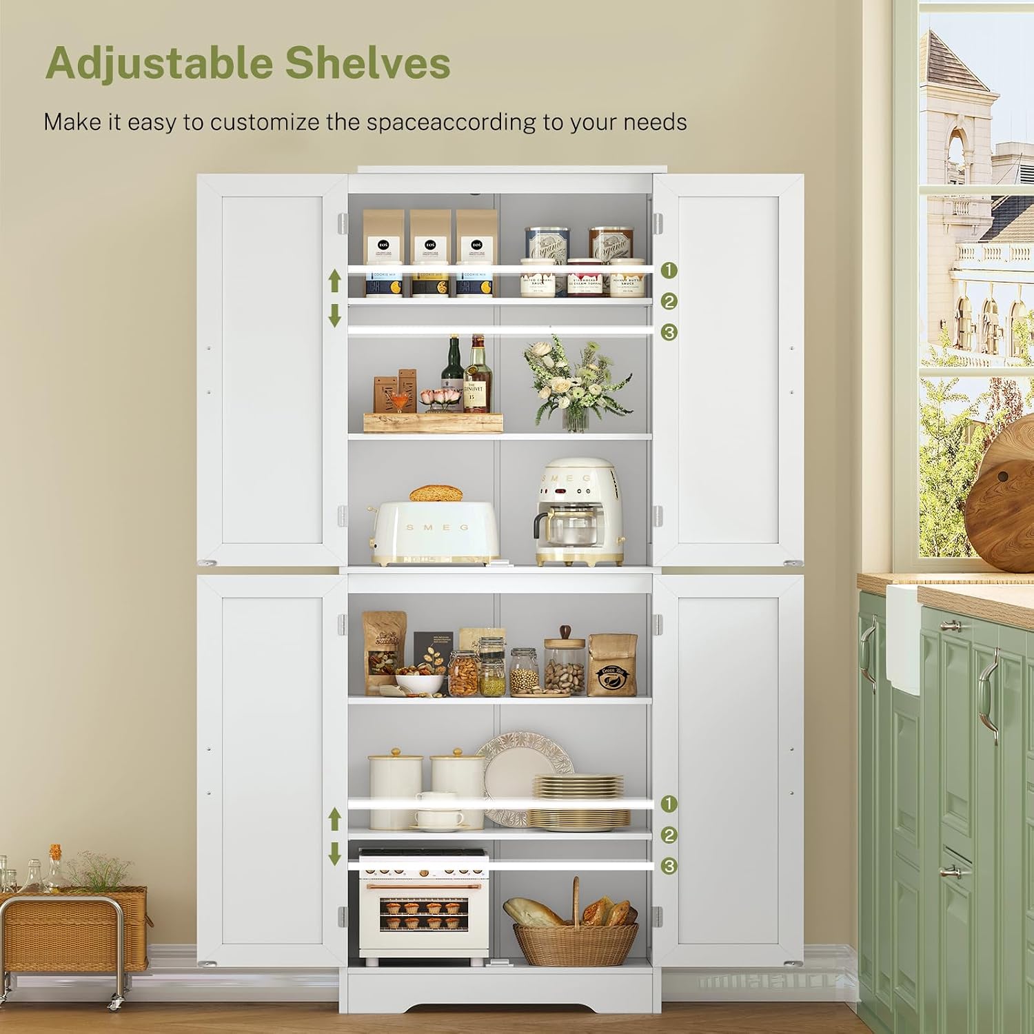 Detalle 2 de TEENFON Pantry Cabinet, White
