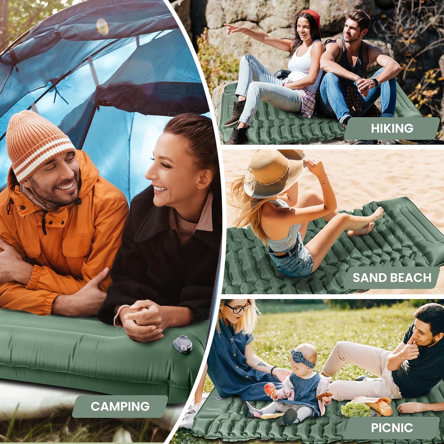 Thumbnail 6 de WARMTUYO Isomatte Camping – Ultraleicht, faltbar mit Fußpumpe, Kopfkissen und rissfestem Schutz