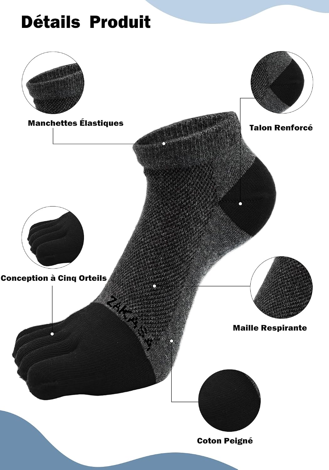 Thumbnail 2 de Zakasa Chaussettes à Doigts 5 Pour Homme