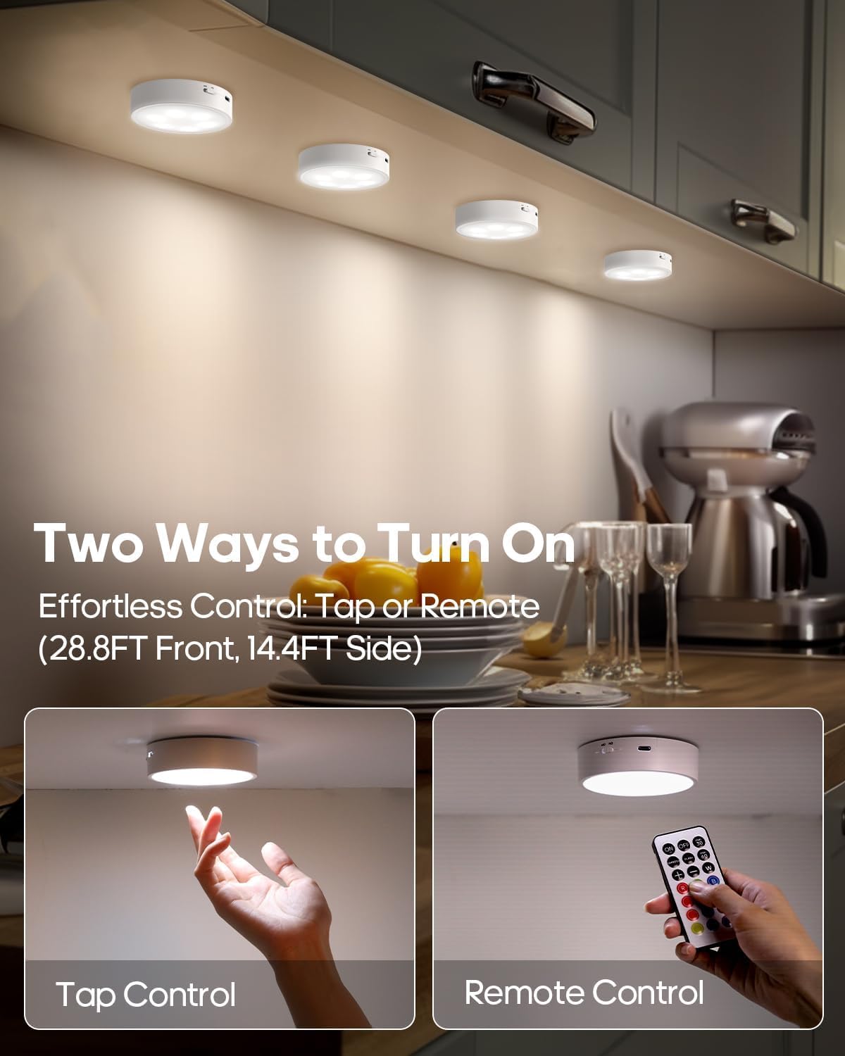 Thumbnail 3 de GOODEA.fun GDCL006 draadloze LED-pucklampen met RGBW, dimmer en timer