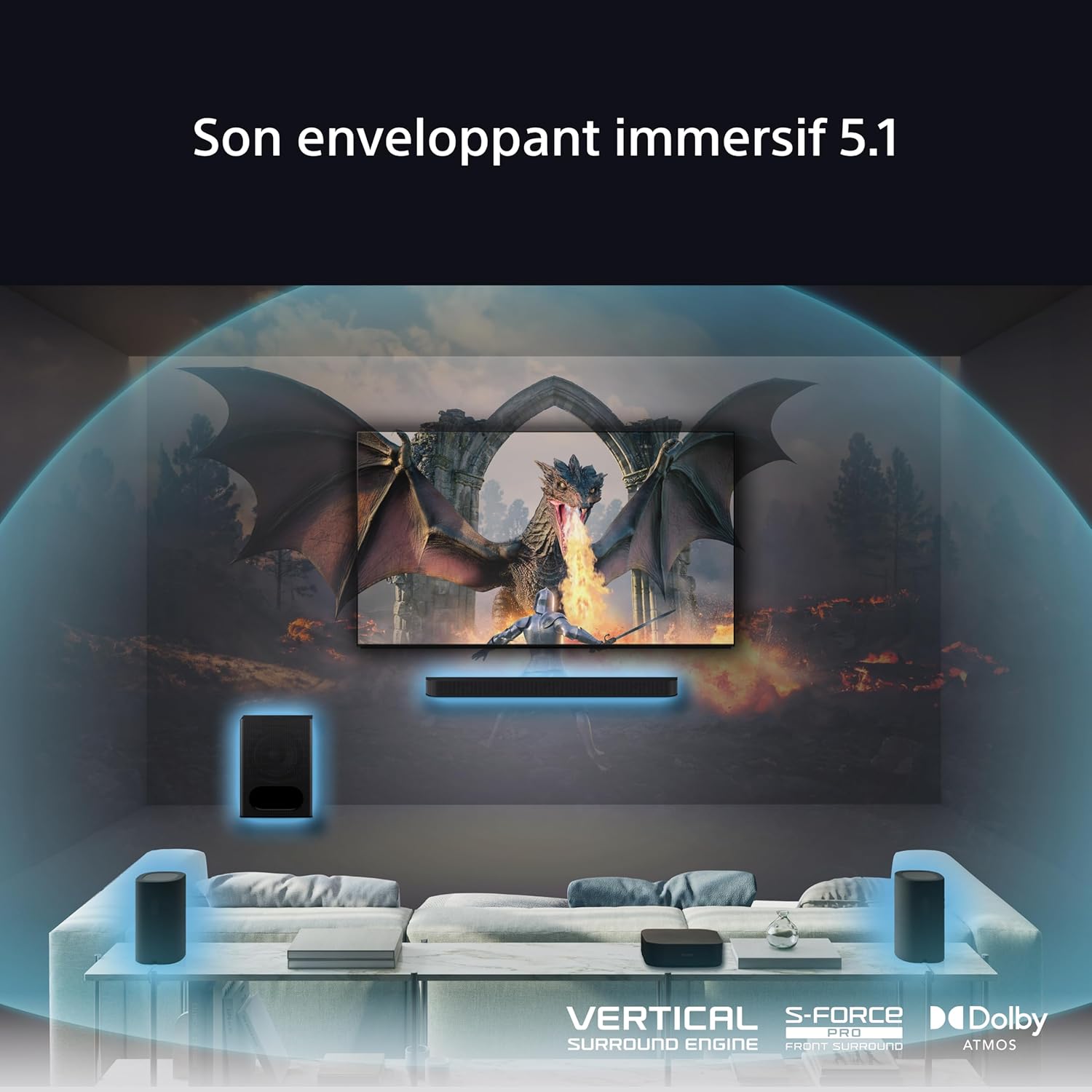 Thumbnail 3 de Caisson de Basses sans Fil Sony BRAVIA Theatre Sub 7 – Basses profondes 100 W, design compact et installation facile