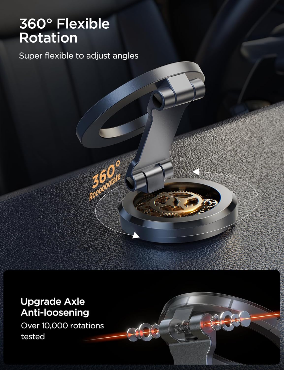 Detalle de JOYROOM MagSafe Auto-Halterung: Vollmetall, 360° Drehung, 20× N55 Magnete