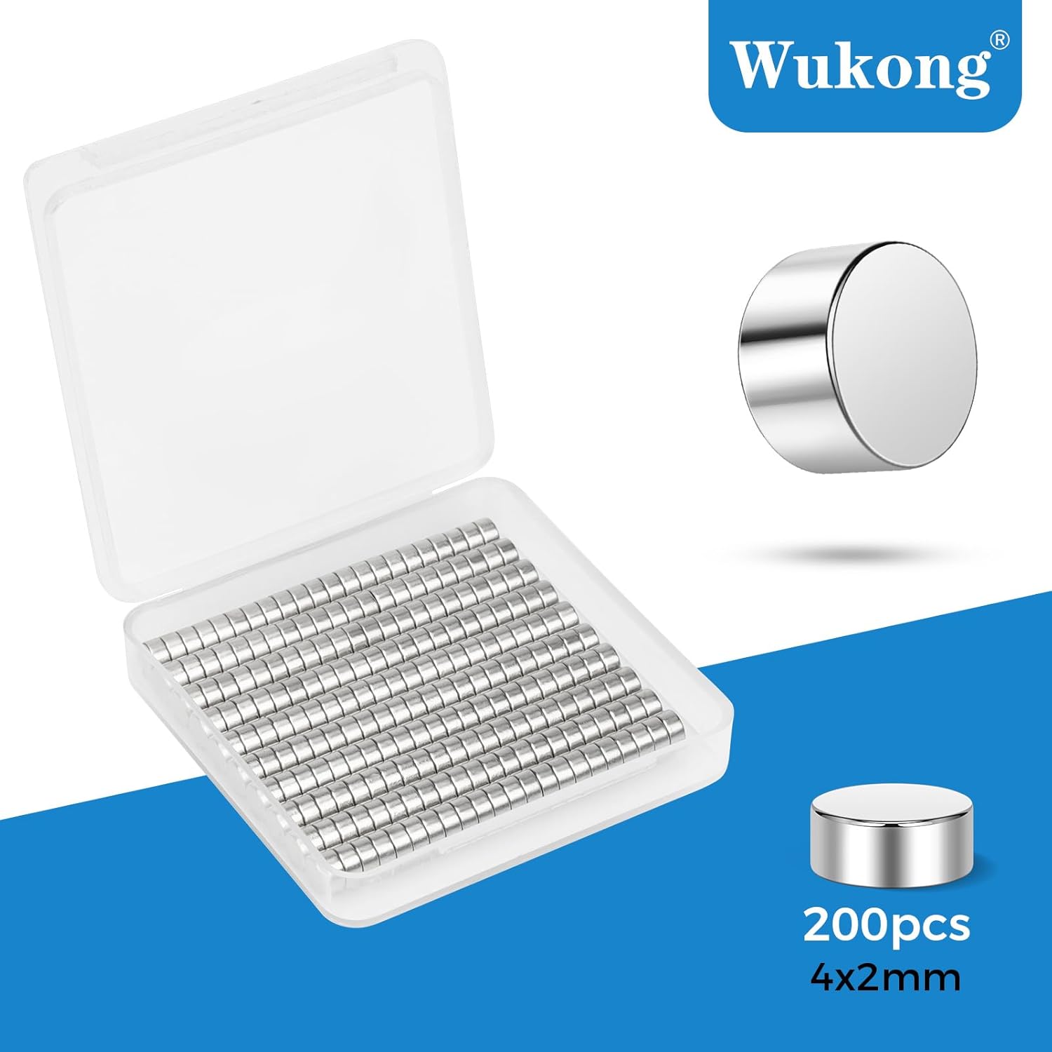 Thumbnail 3 de Wukong 200 Stück 4x2 mm Neodym Magnete – Kleine, starke Magnete für Basteln, Kühlschrank & DIY