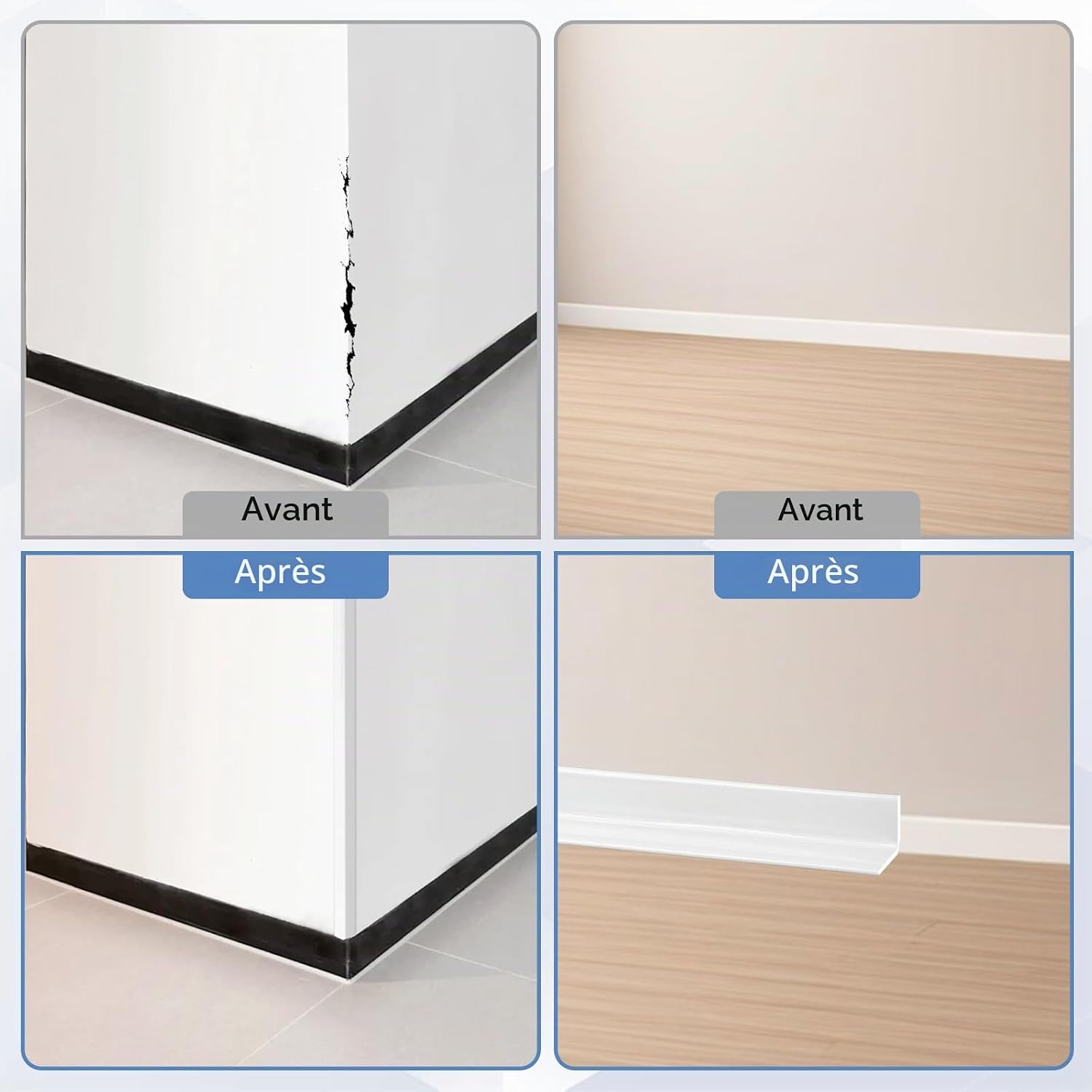Detalle 2 de XiangEStar ZJT-D13G3-2cmx3m-WT zelfklevende PVC-hoekstrip, wit, 3 m
